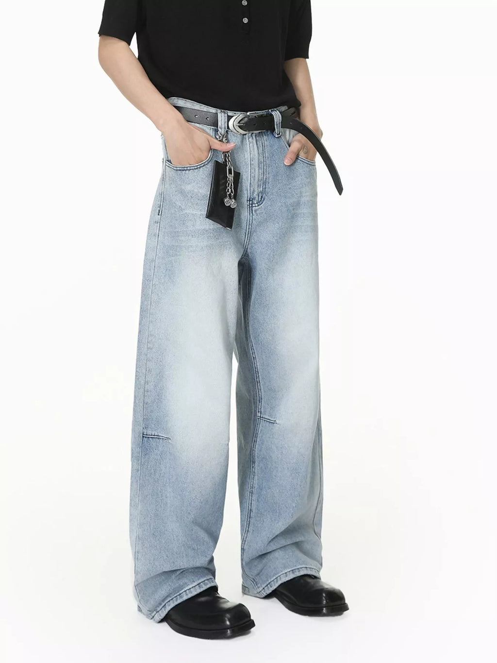 Men's Washed Wide-Leg Jeans - Lilixa.store