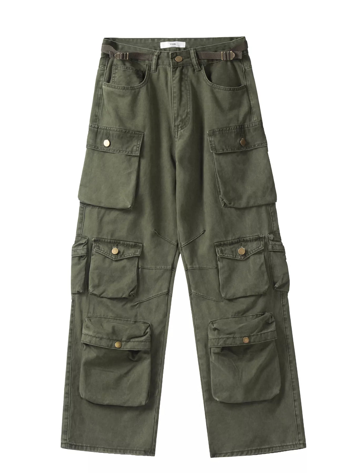 Men's Multi-Pocket Relaxed Fit Cargo Pants in Dark Green