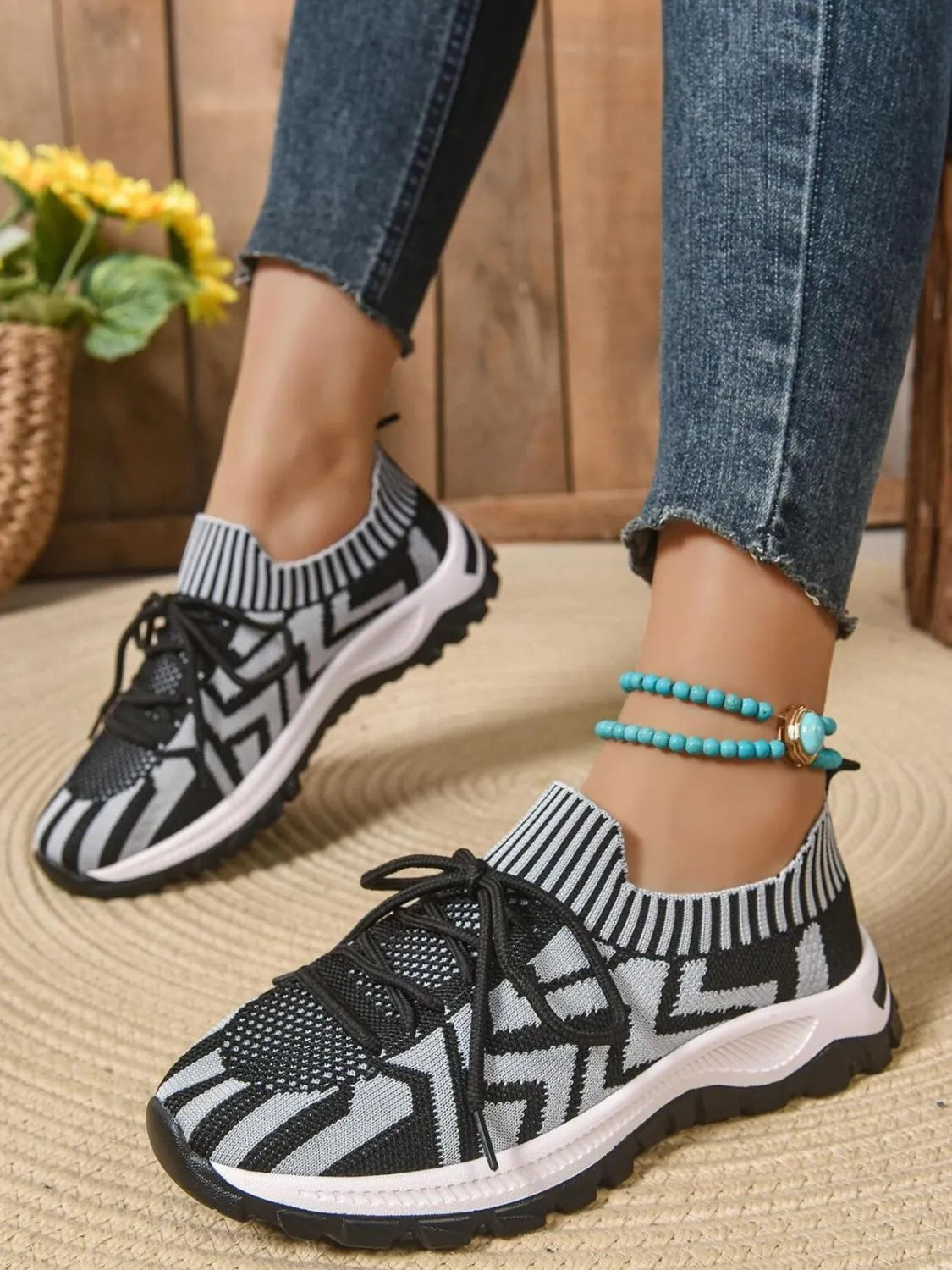 Mesh Knit Lace Up Athletic - Lilixa.store