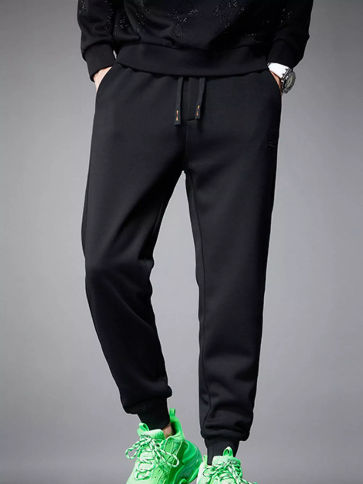 Men's Drawstring Joggers with Pockets in Black