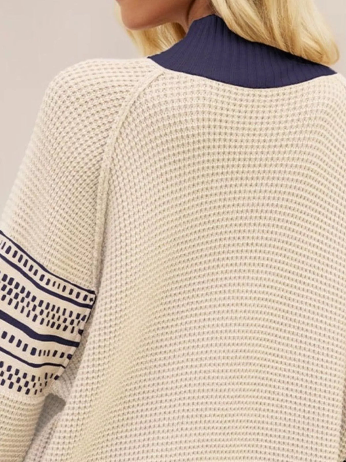 Waffle Knit Mock Neck Sweater - Lilixa.store