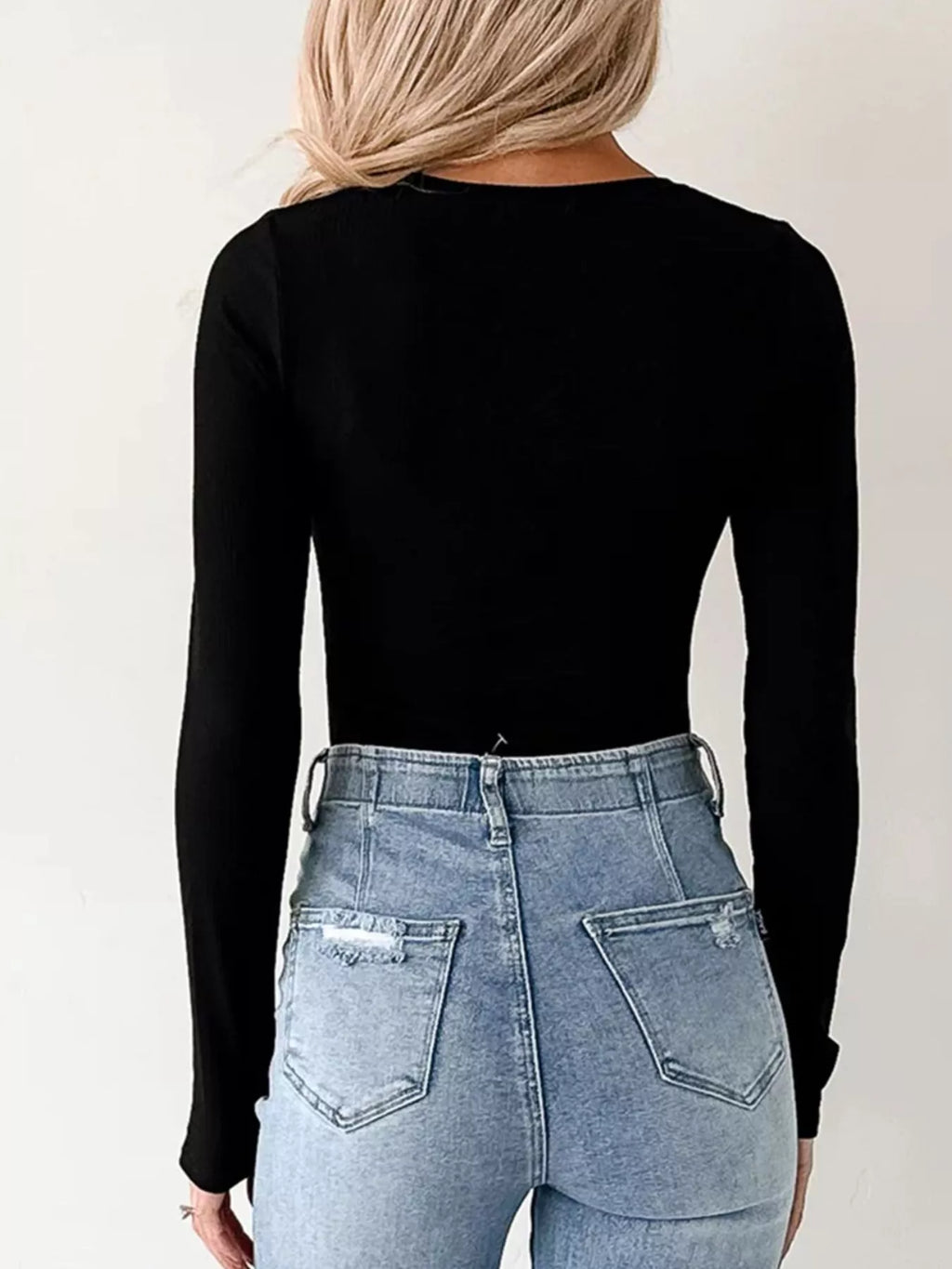 Ribbed Long Sleeve Fitted Bodysuit - Lilixa.store