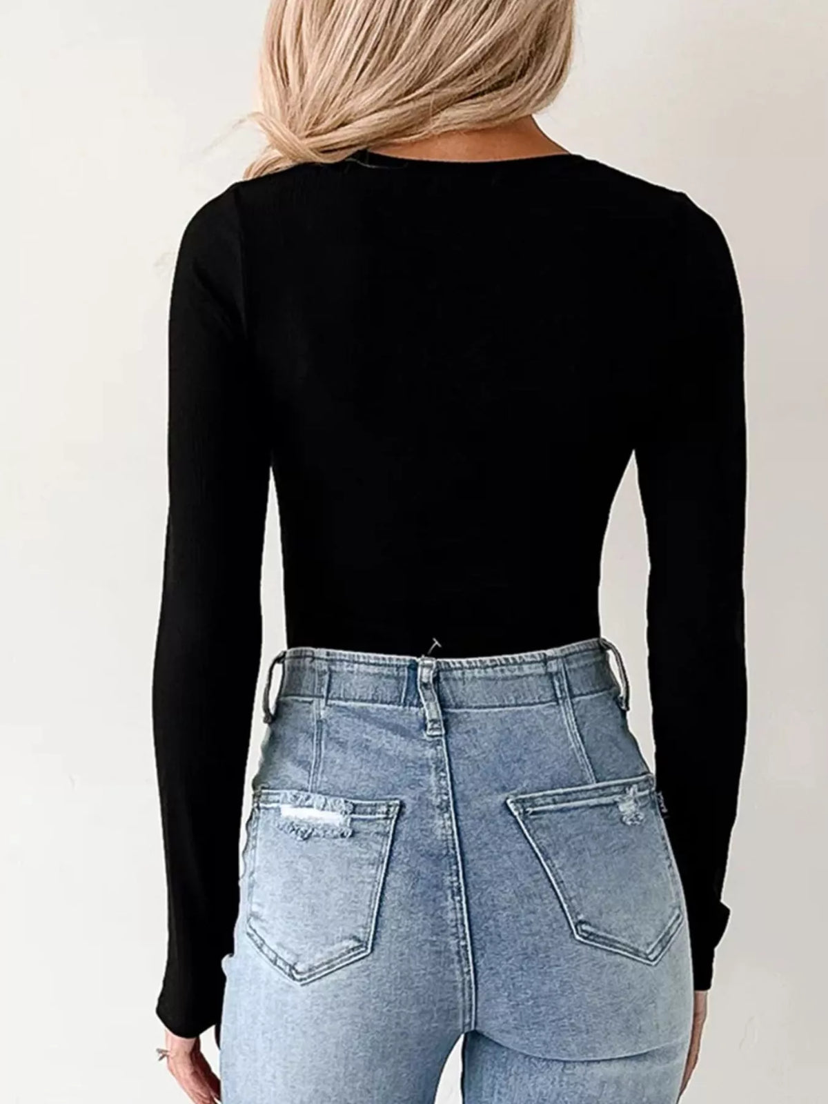 Ribbed Long Sleeve Fitted Bodysuit - Lilixa.store