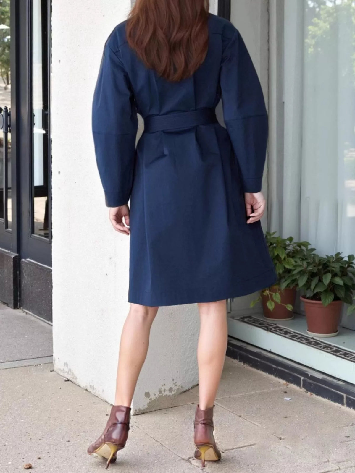 Double-Breasted Long Sleeve Trench Coat