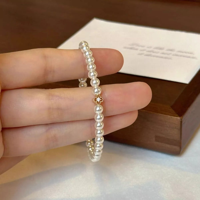 Floral Pearl Beaded Bracelet - Lilixa.store