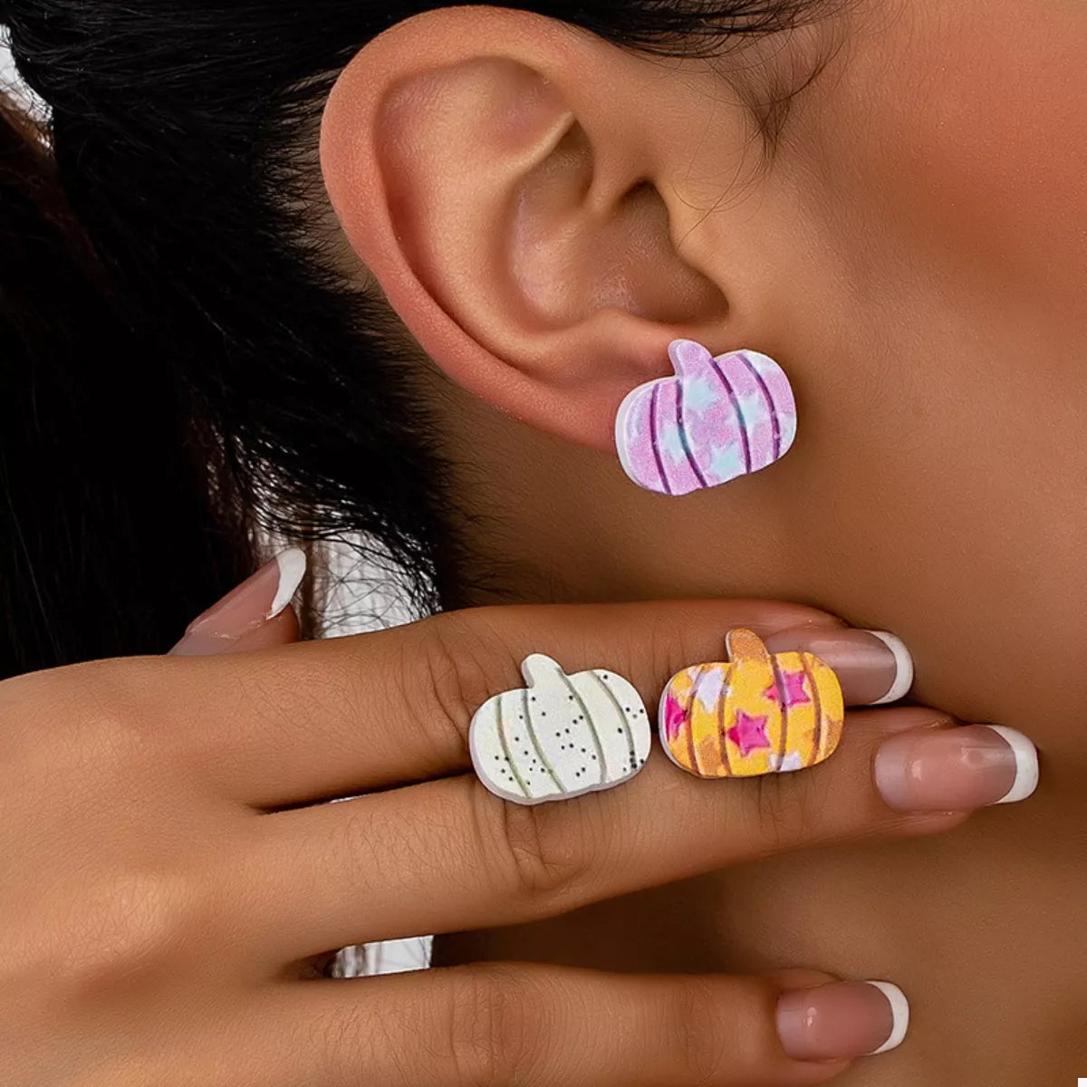 3 Piece Halloween Pumpkin Stud Earrings - Lilixa.store