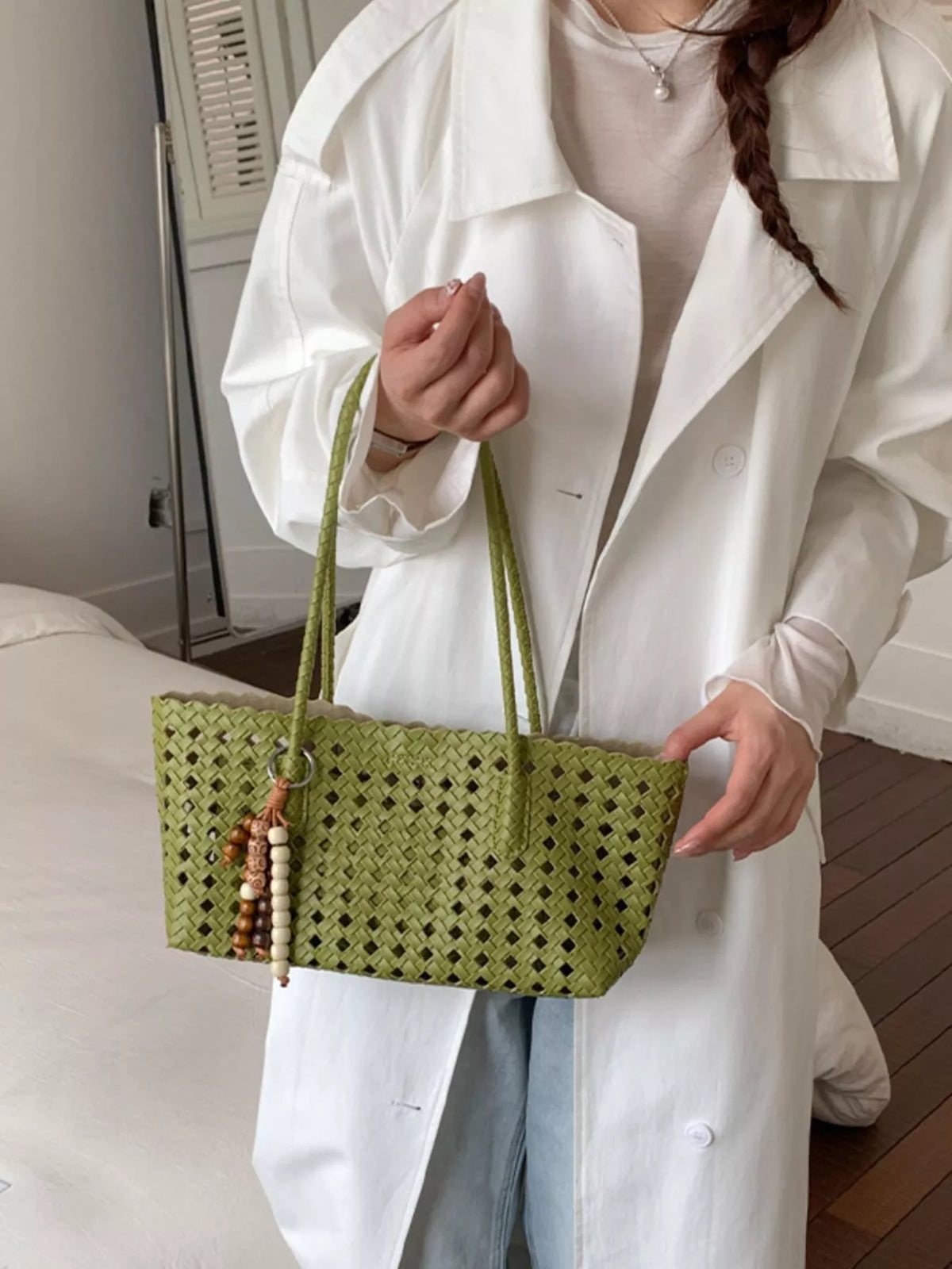 Woven Hollow-Out Shoulder Bag
