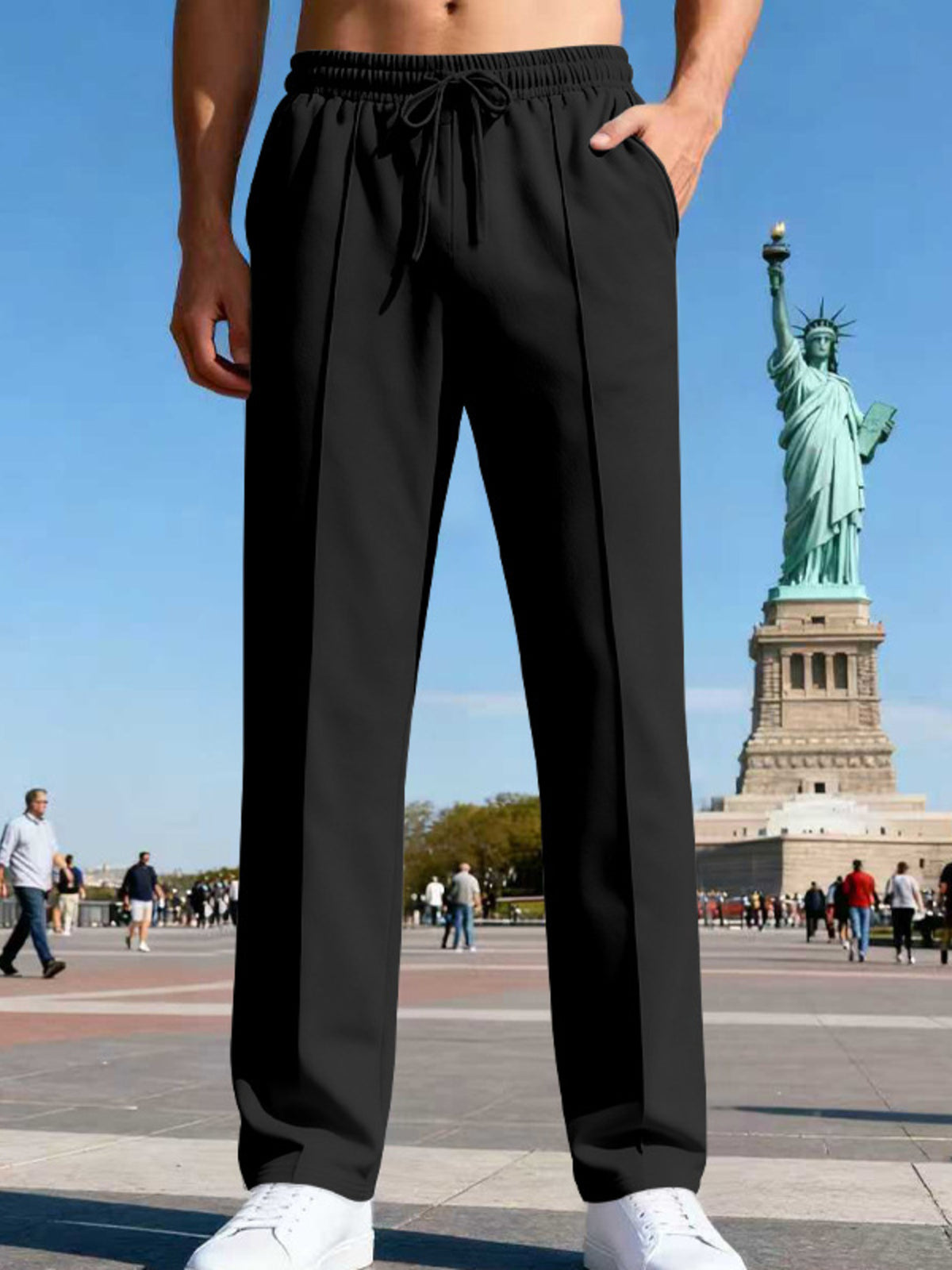 Men's Full Size Drawstring Straight Leg Pants Plus Size