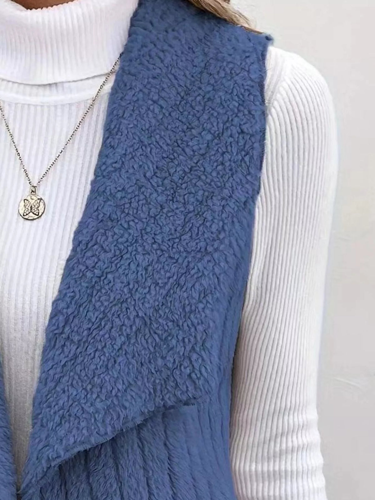 Cozy Fleece Open Front Vest Coat - Lilixa.store