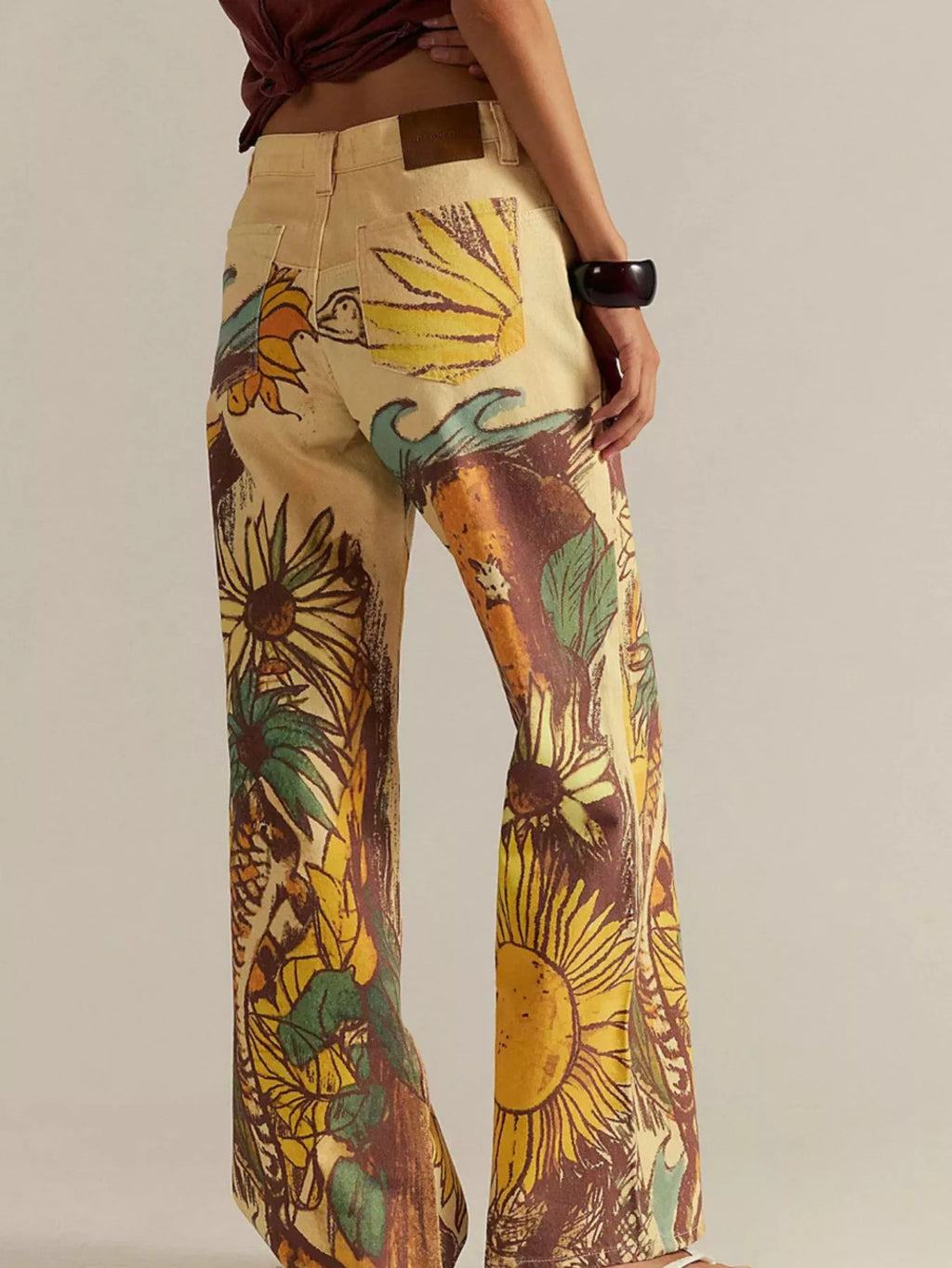 Printed Wide Leg Jeans - Lilixa.store