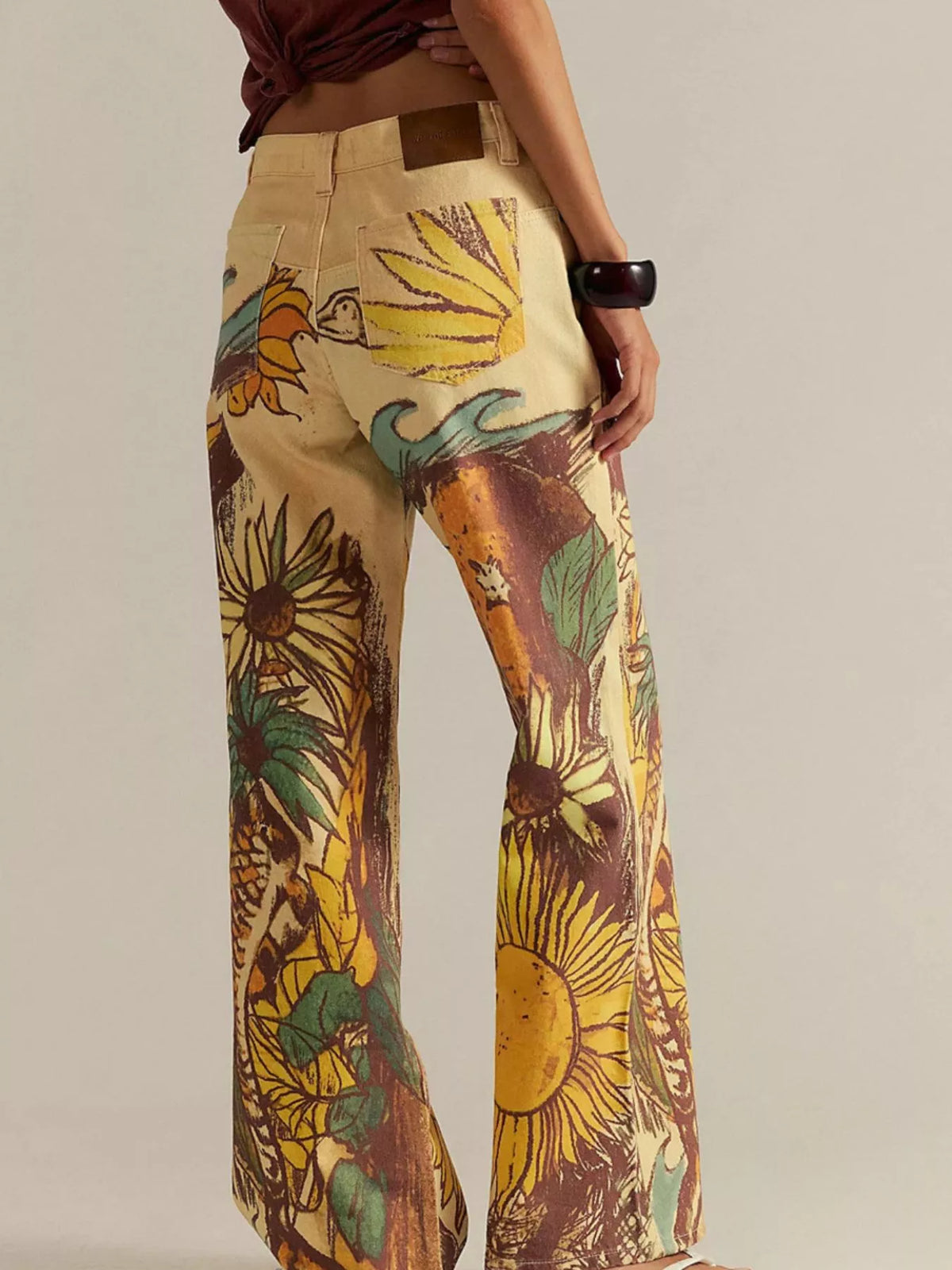 Printed Wide Leg Jeans - Lilixa.store