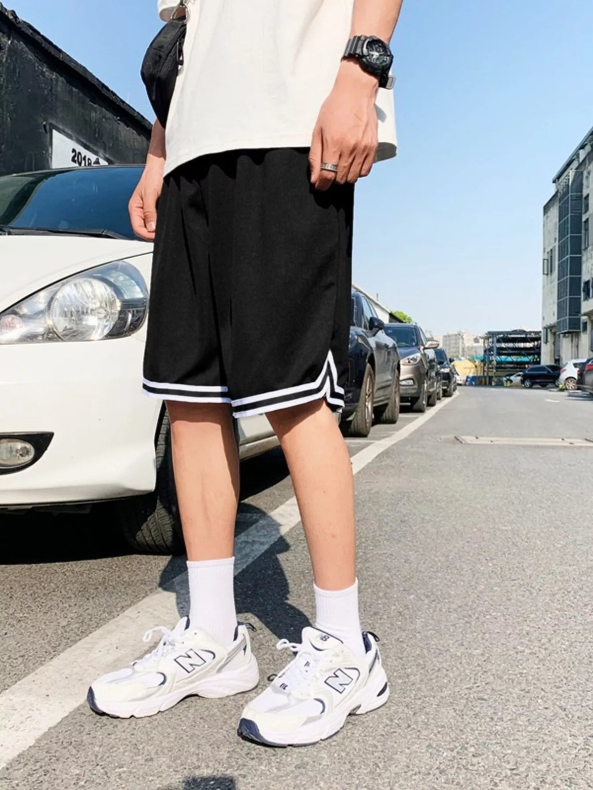 Men's Plus Size Drawstring Striped Shorts - Lilixa.store