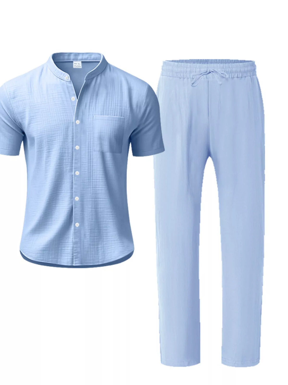 Men's Full Size Casual Button Up Short Sleeve Shirt and Pants Set Plus Size - Lilixa.store