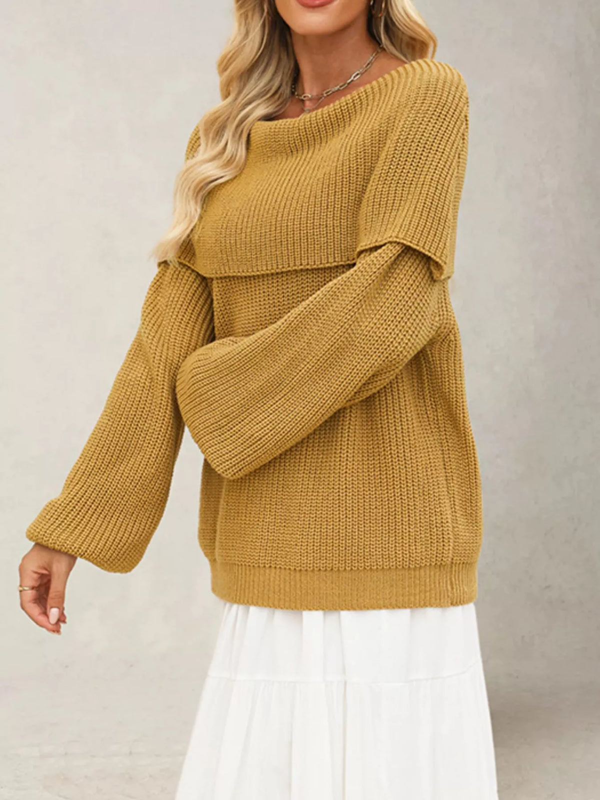 Off-Shoulder Long Sleeve Sweater