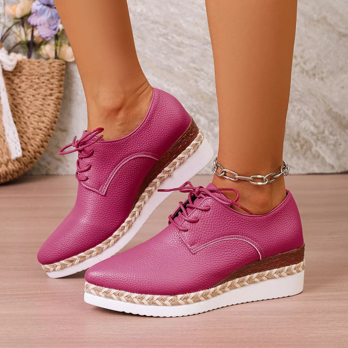 Point Toe Lace Up Sneakers - Lilixa.store