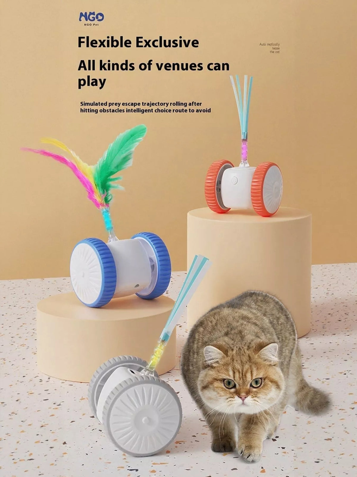 Interactive Self-Rotating Feather Pet Chase Toy - Lilixa.store