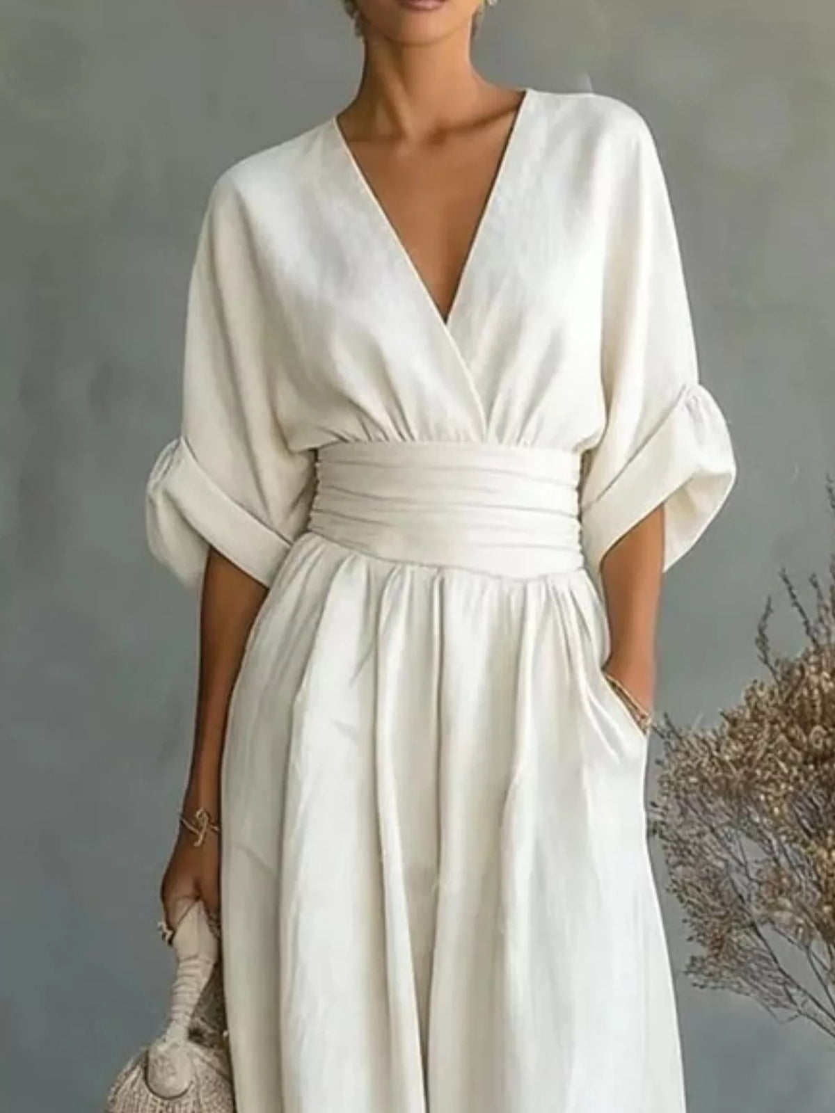 Full Size Half Sleeve Wide-Leg Jumpsuit Plus Size - Lilixa.store