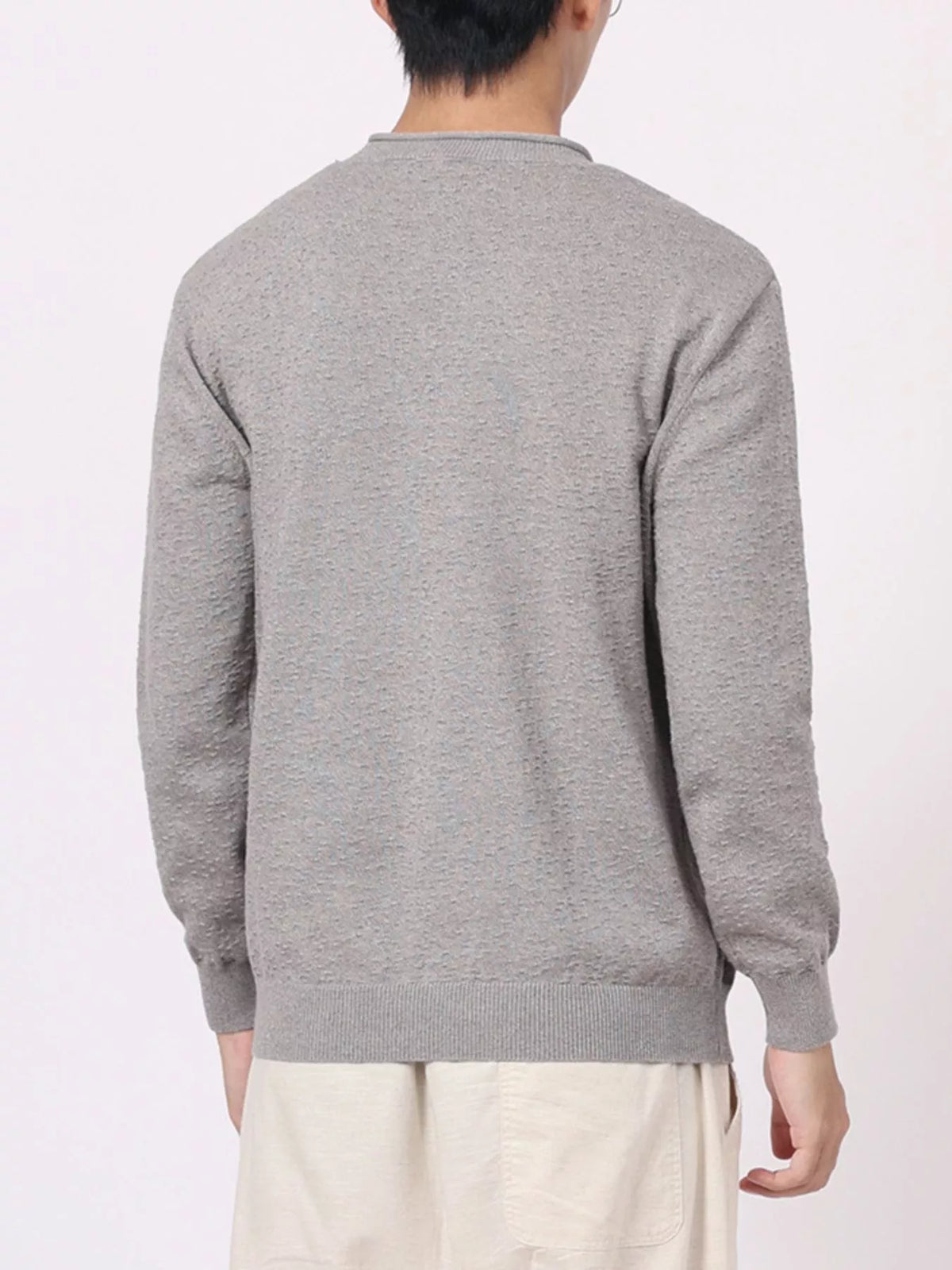 Men's Plus Size Textured Crew Neck Sweater