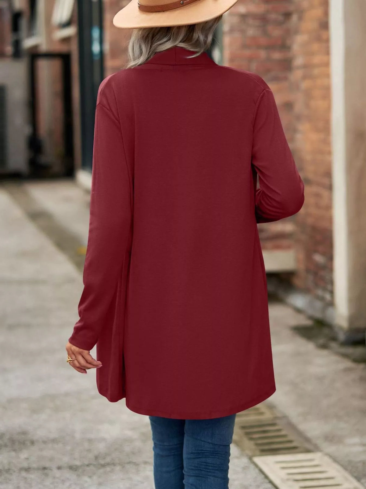 Open-Front Dropped Shoulder Cardigan - Lilixa.store