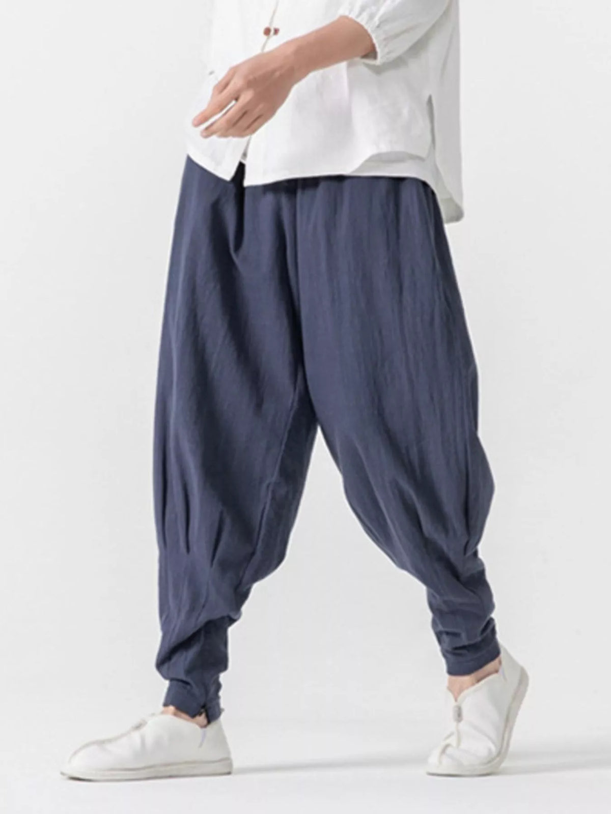 Men's Plus Size Loose Fit Harem Pants in Dark Navy