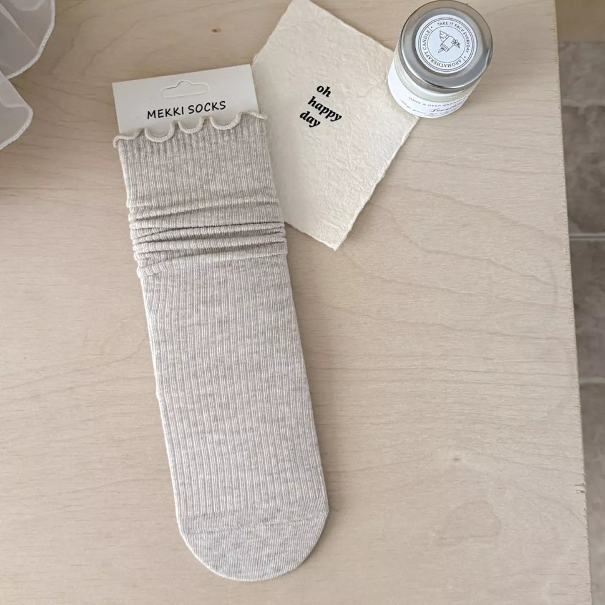Ribbed Lettuce-Edge Casual Socks - Lilixa.store