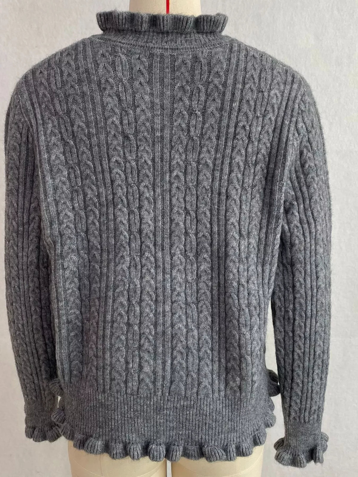 Cable-Knit Ruffle-Trim Cardigan, view 11