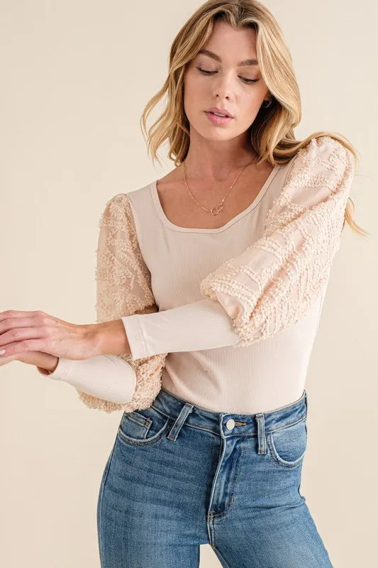 And The Why Textured Puff Sleeve Bodysuit - Lilixa.store