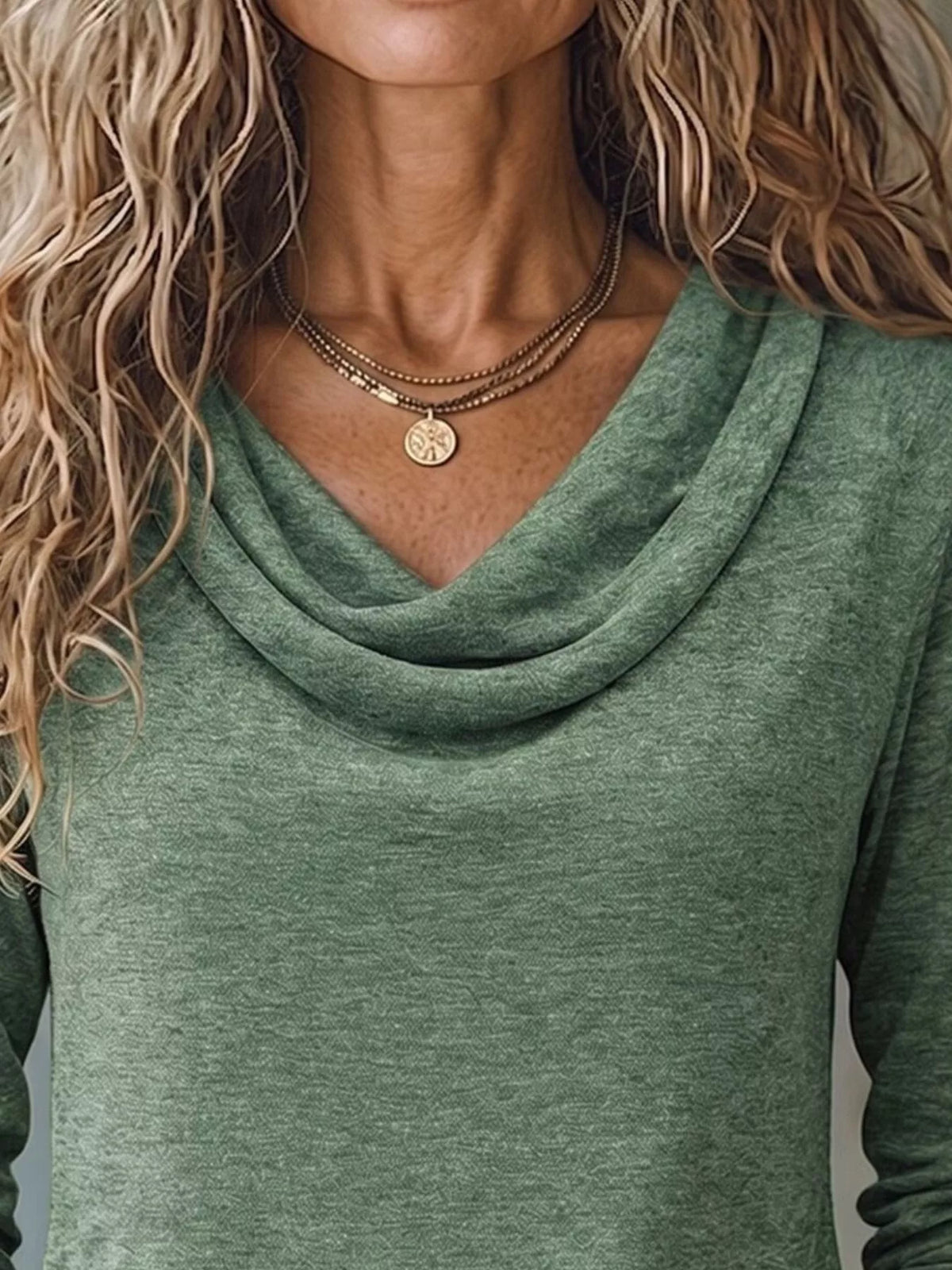Cowl Neck Long Sleeve T-Shirt