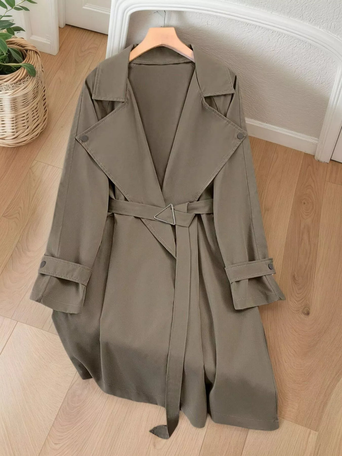 Lapel Collar Longline Trench Coat - Lilixa.store
