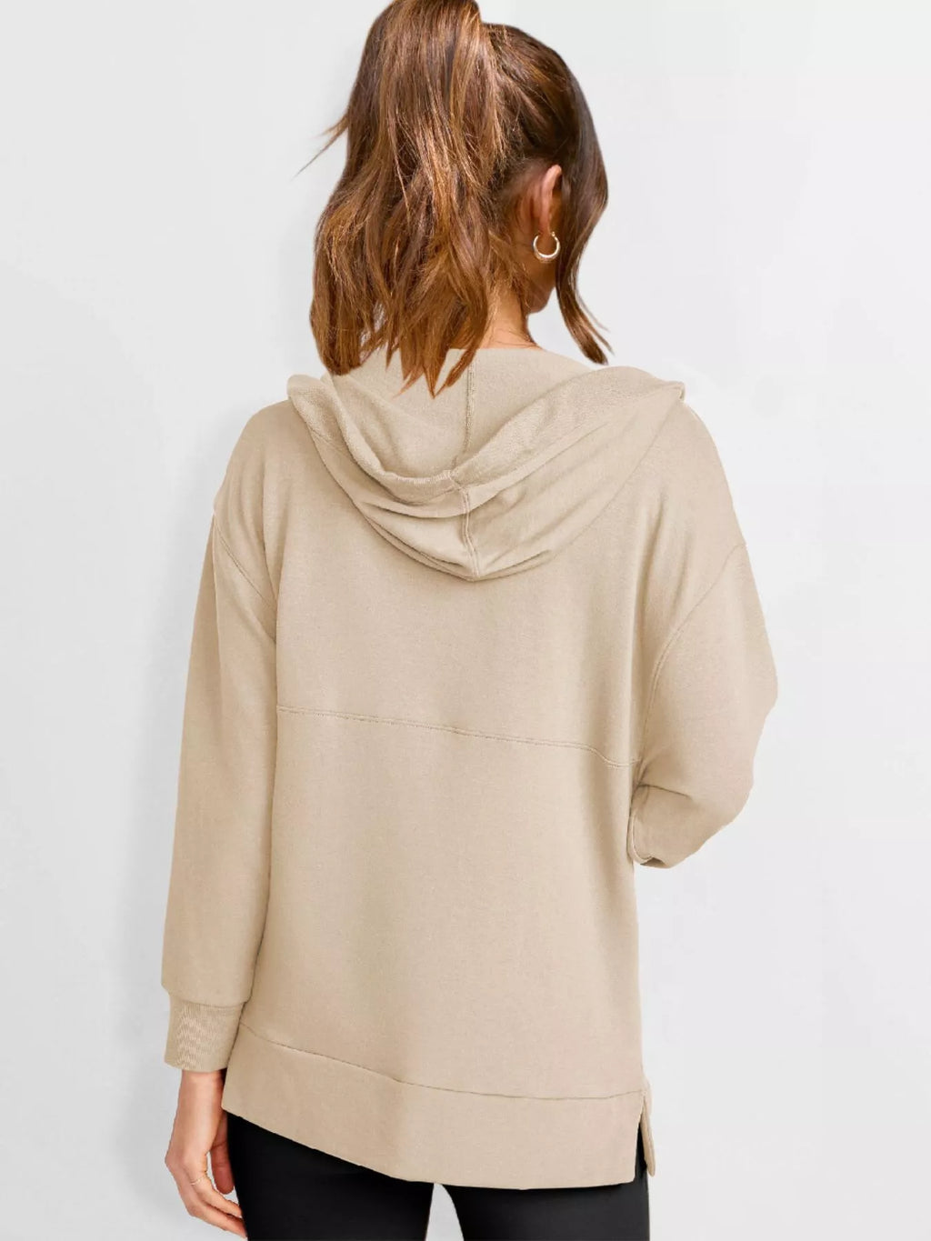Drawstring Kangaroo Pocket Long Sleeve Hoodie - Lilixa.store