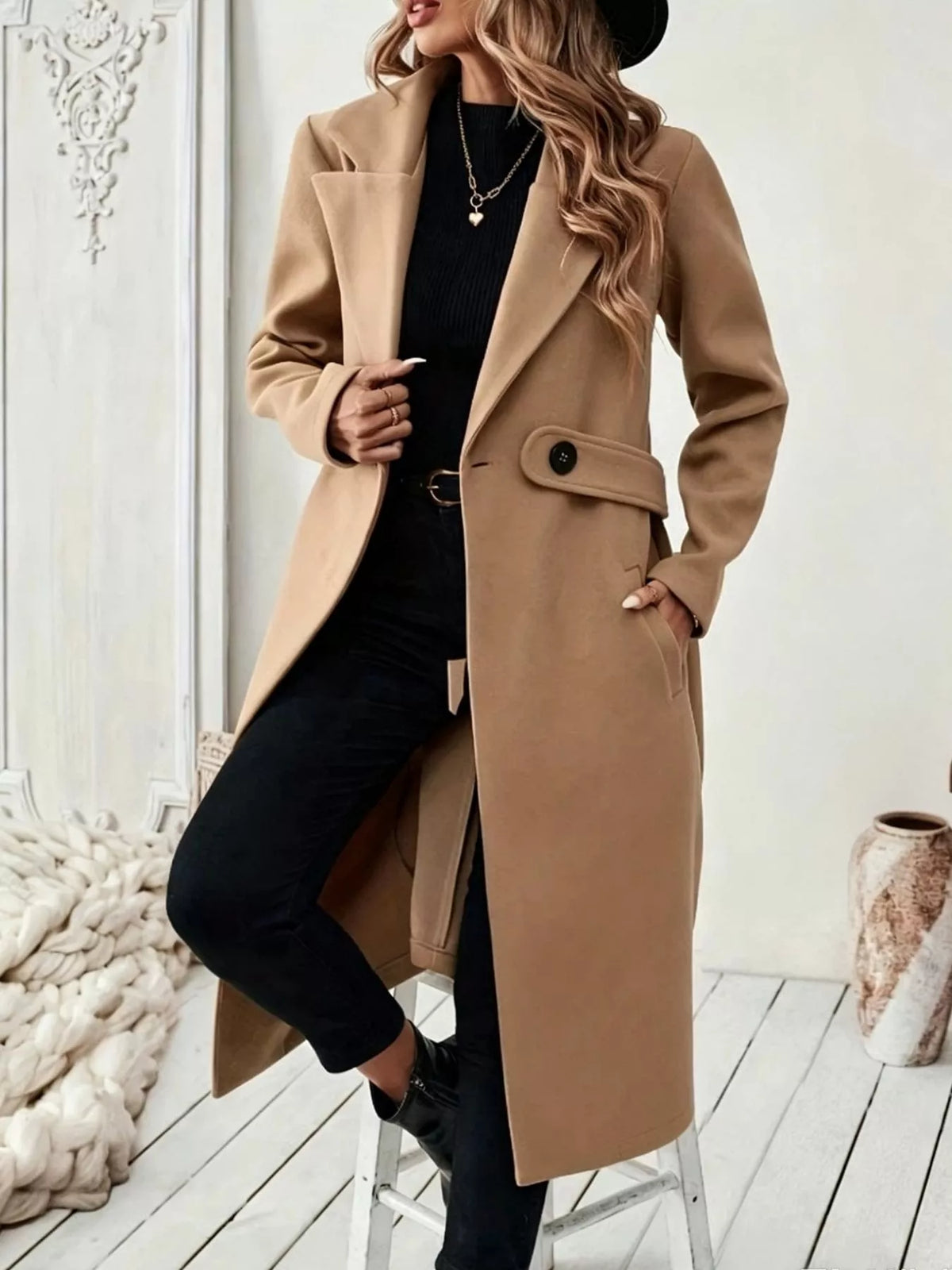 Single-Button Longline Coat - Lilixa.store