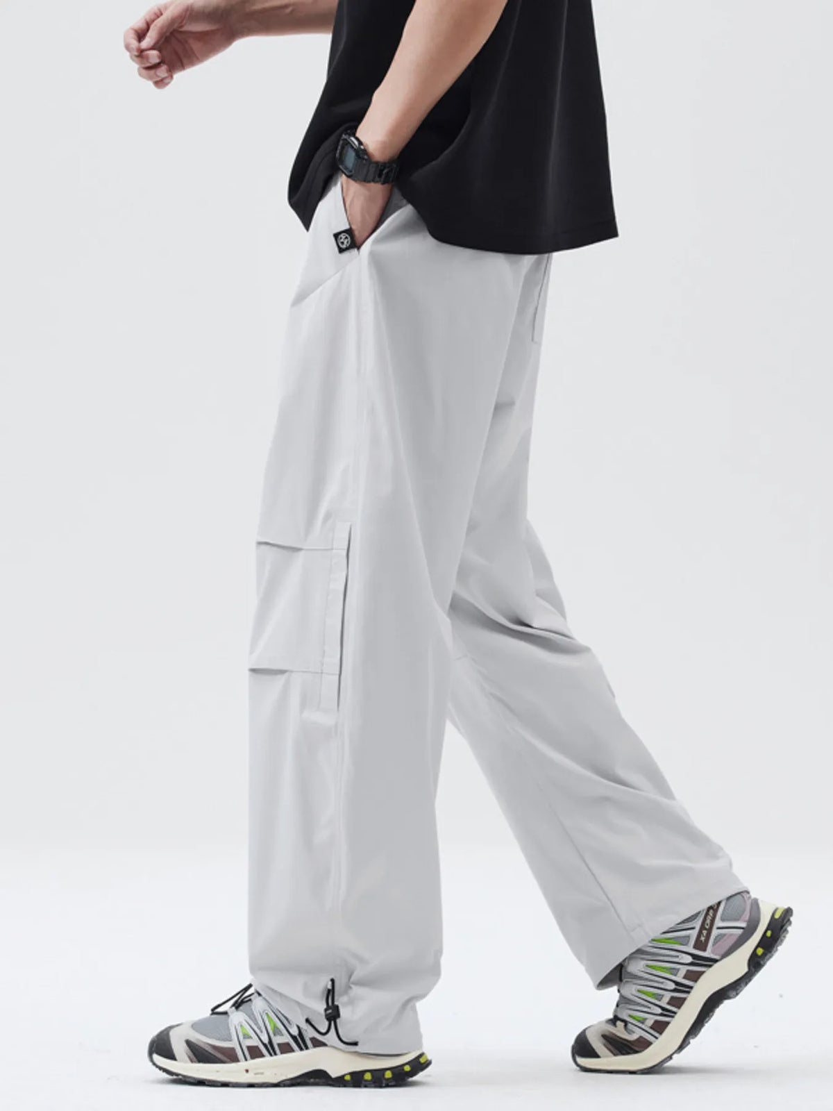Men's Full Size Relaxed Fit Drawstring Pants Plus Size, view 3
