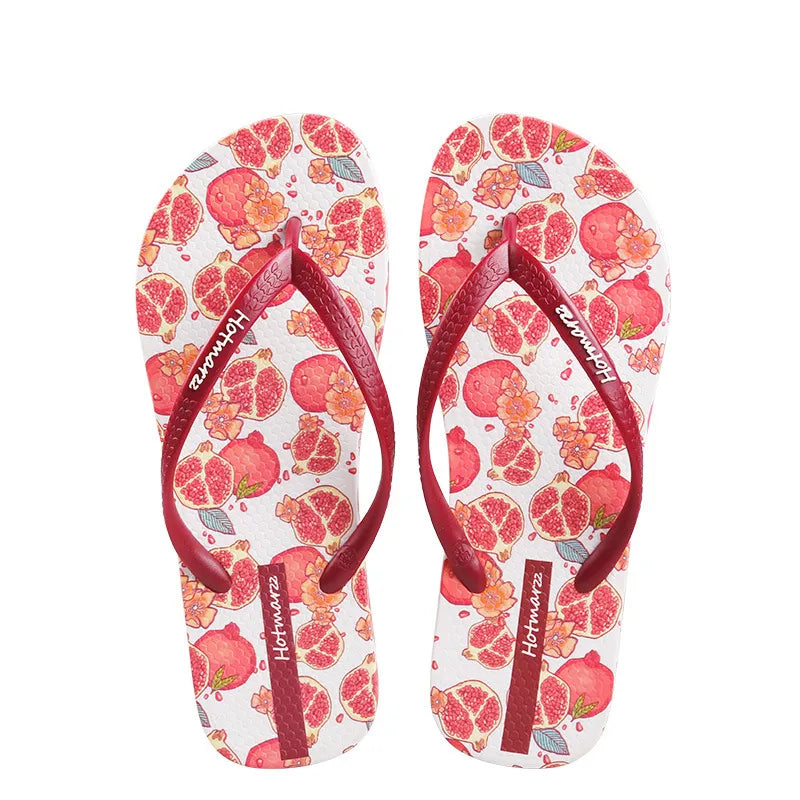 Fruit Print Summer Toe Post Slippers - Lilixa.store