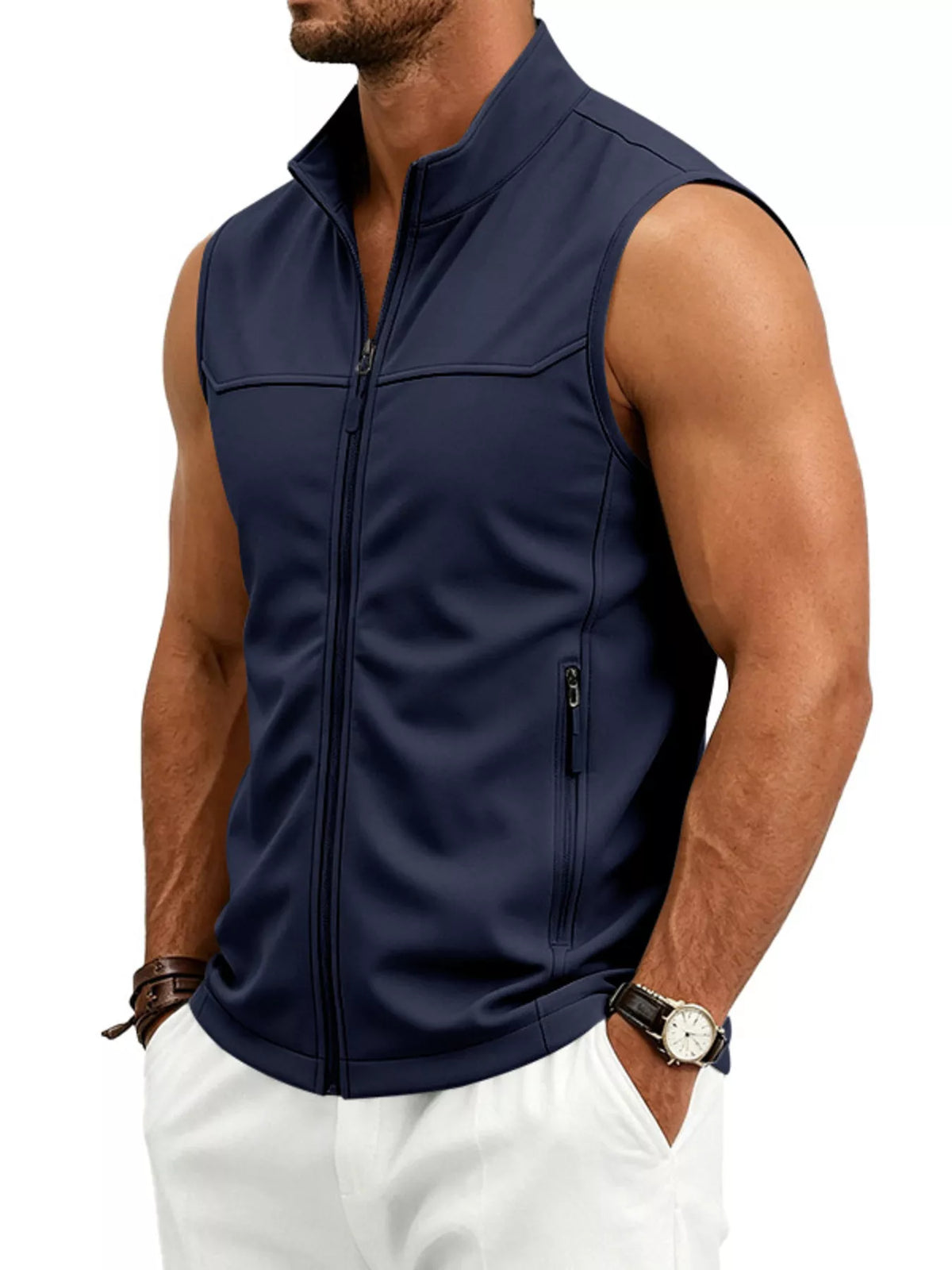 Men's Plus Size Zip Up Vest - Lilixa.store