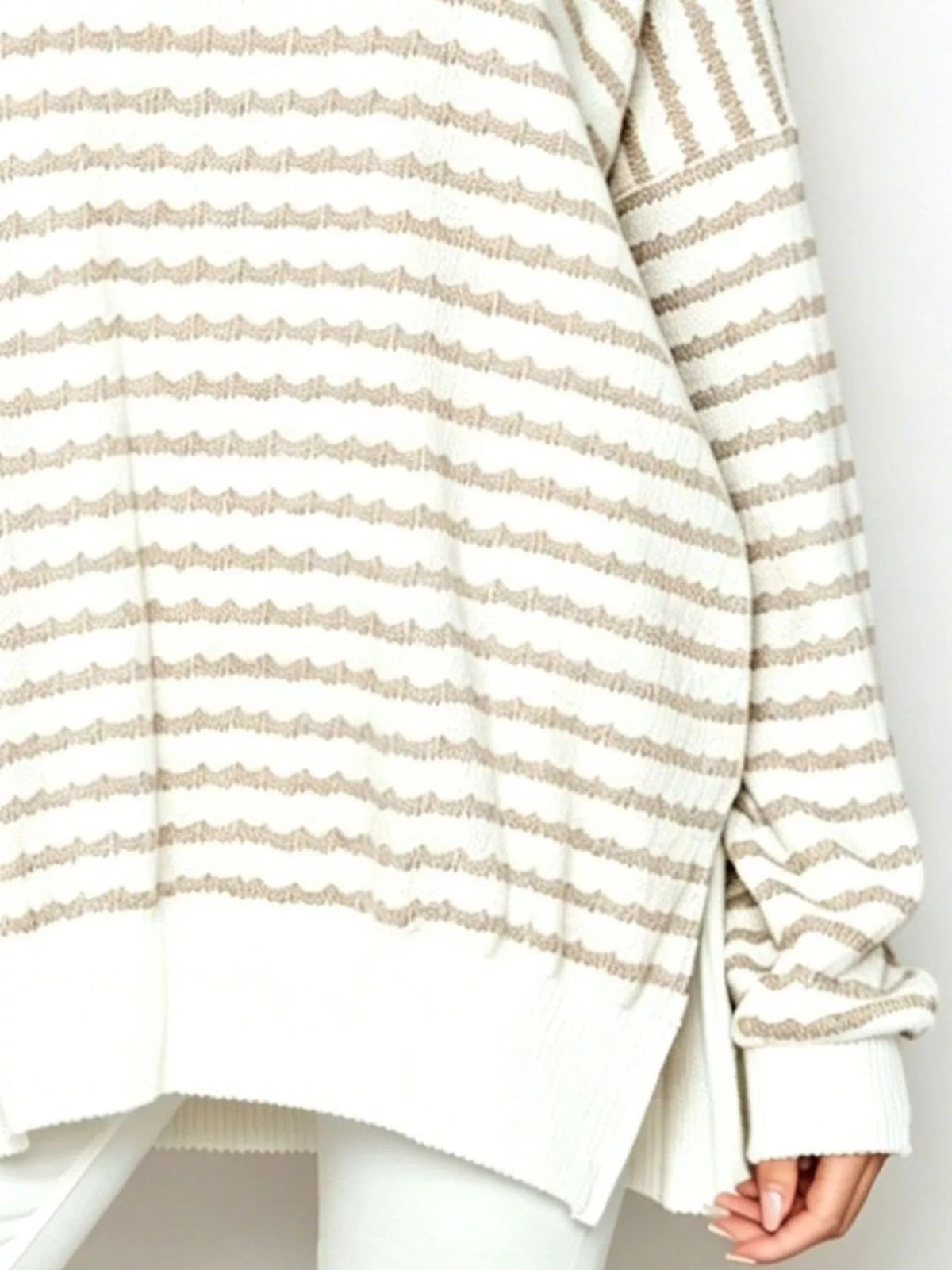 Oversized Striped Crew Neck Sweatshirt, view 2