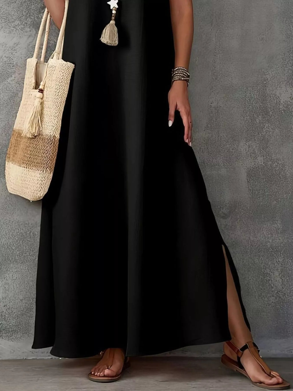 Sleeveless V-Neck Side-Slit Maxi Dress - Lilixa.store