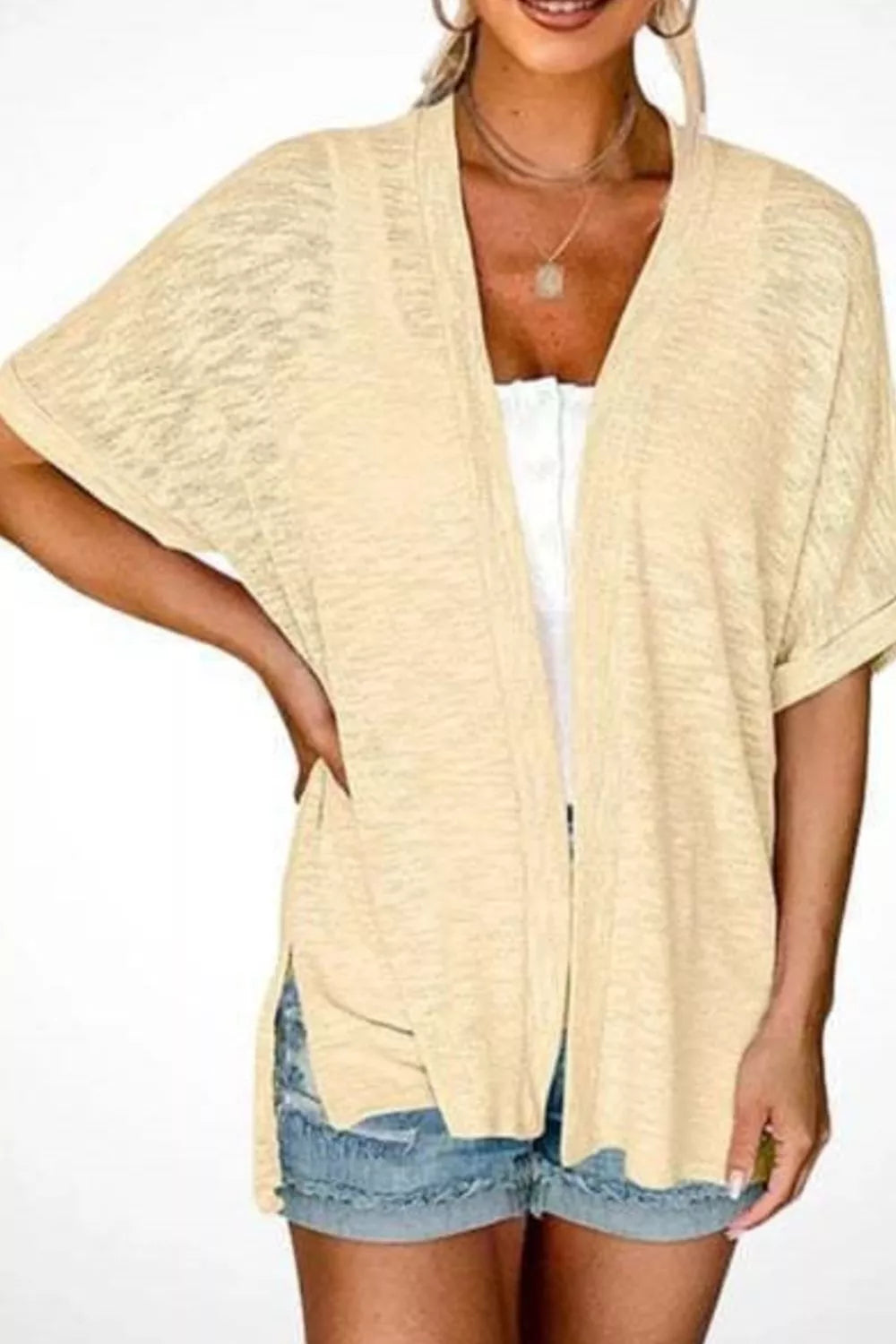 Side Sit Open Front Cardigan - Lilixa.store