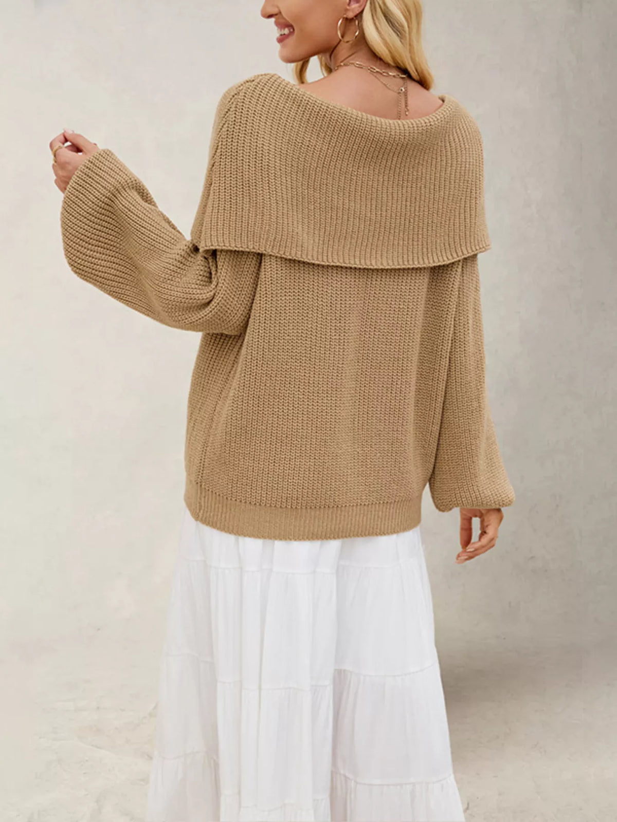 Off-Shoulder Long Sleeve Sweater