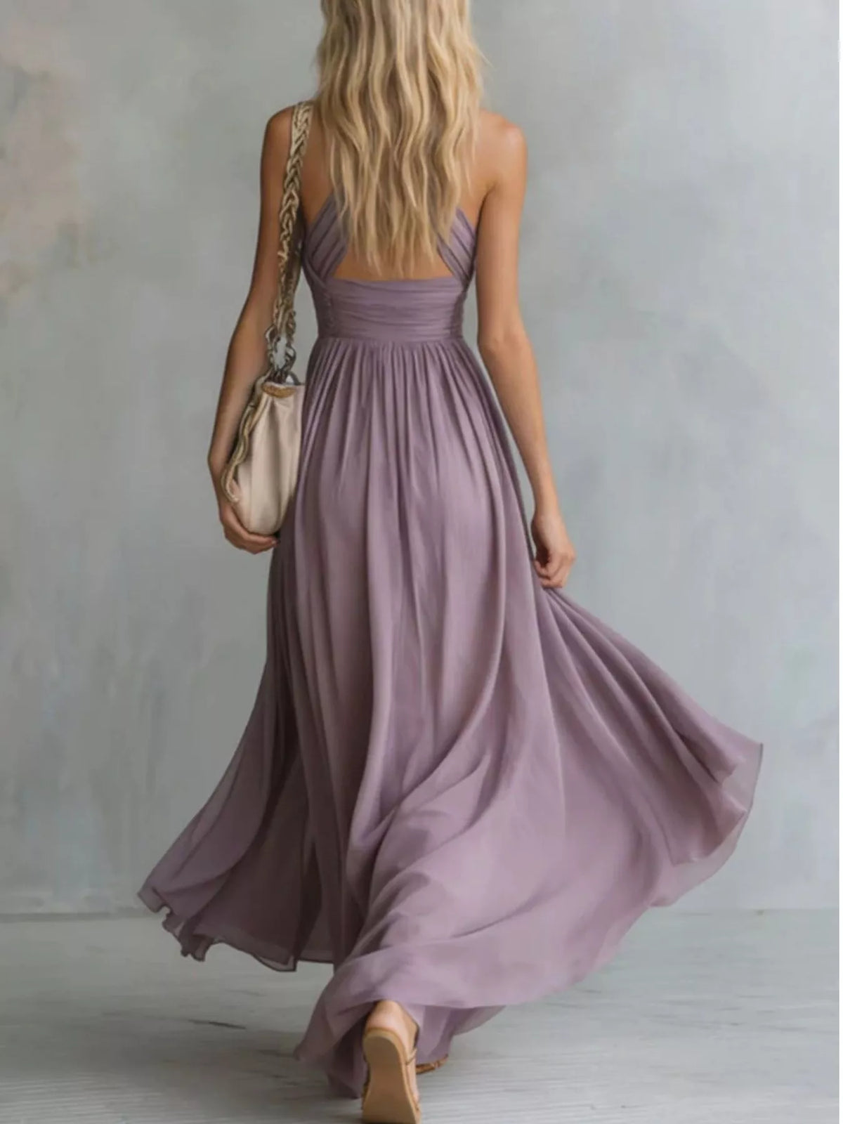 Crisscross Back Ruched Maxi Dress
