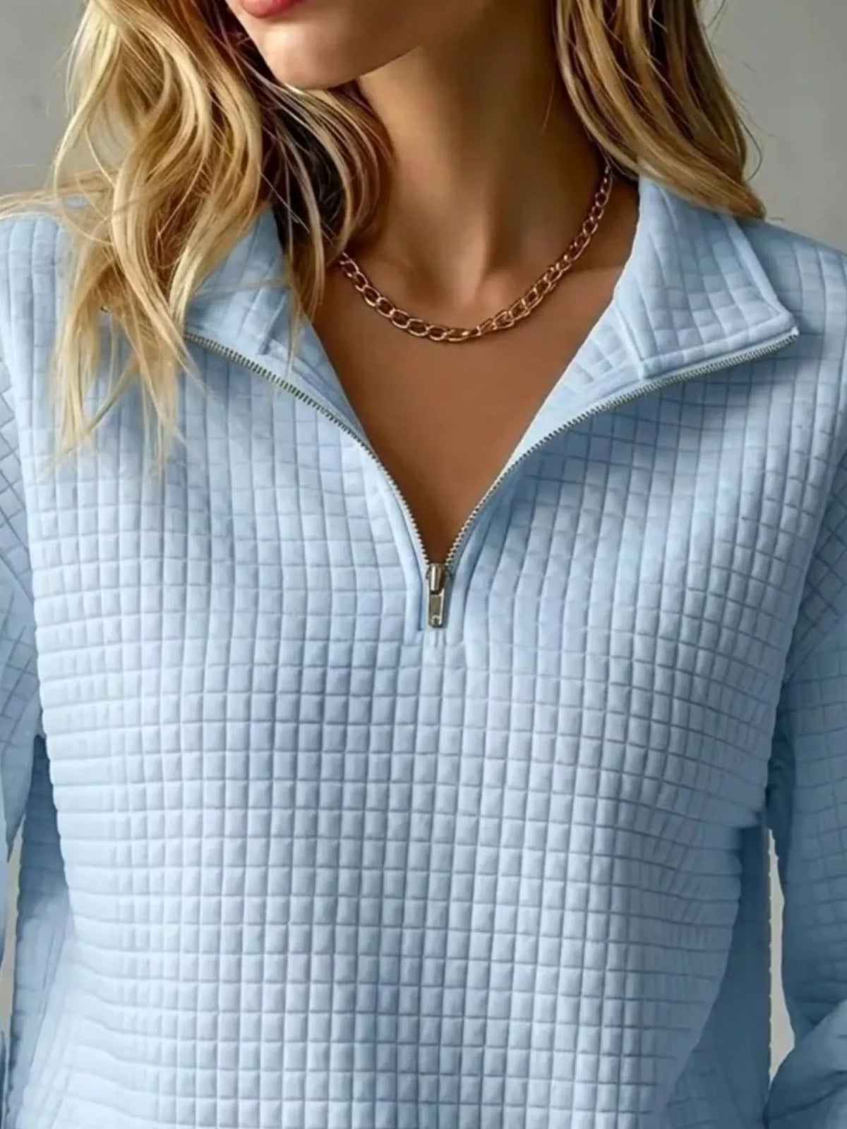 Waffle Knit Quarter-Zip Sweatshirt