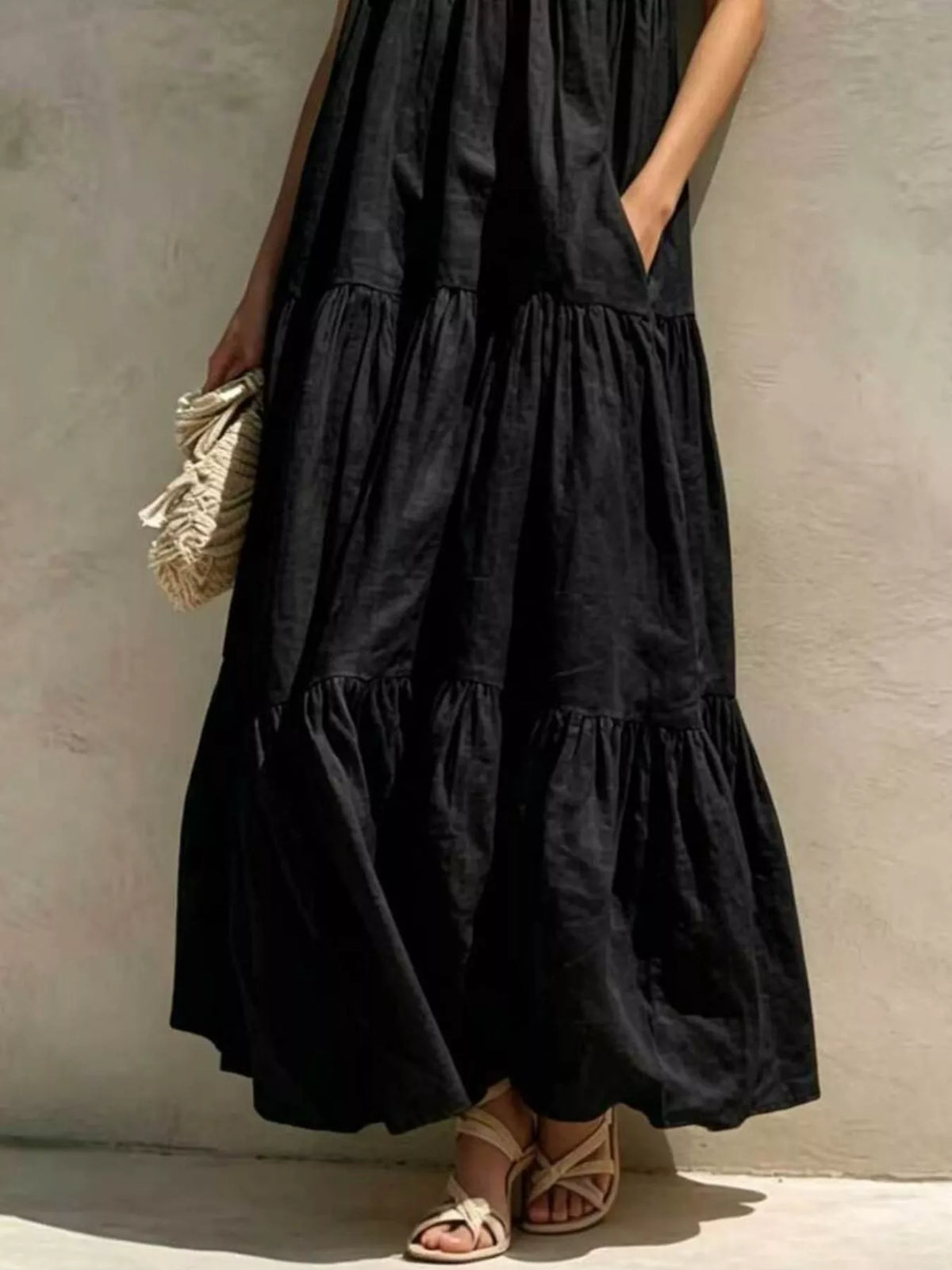 Tiered Scoop Neck Maxi Dress - Lilixa.store