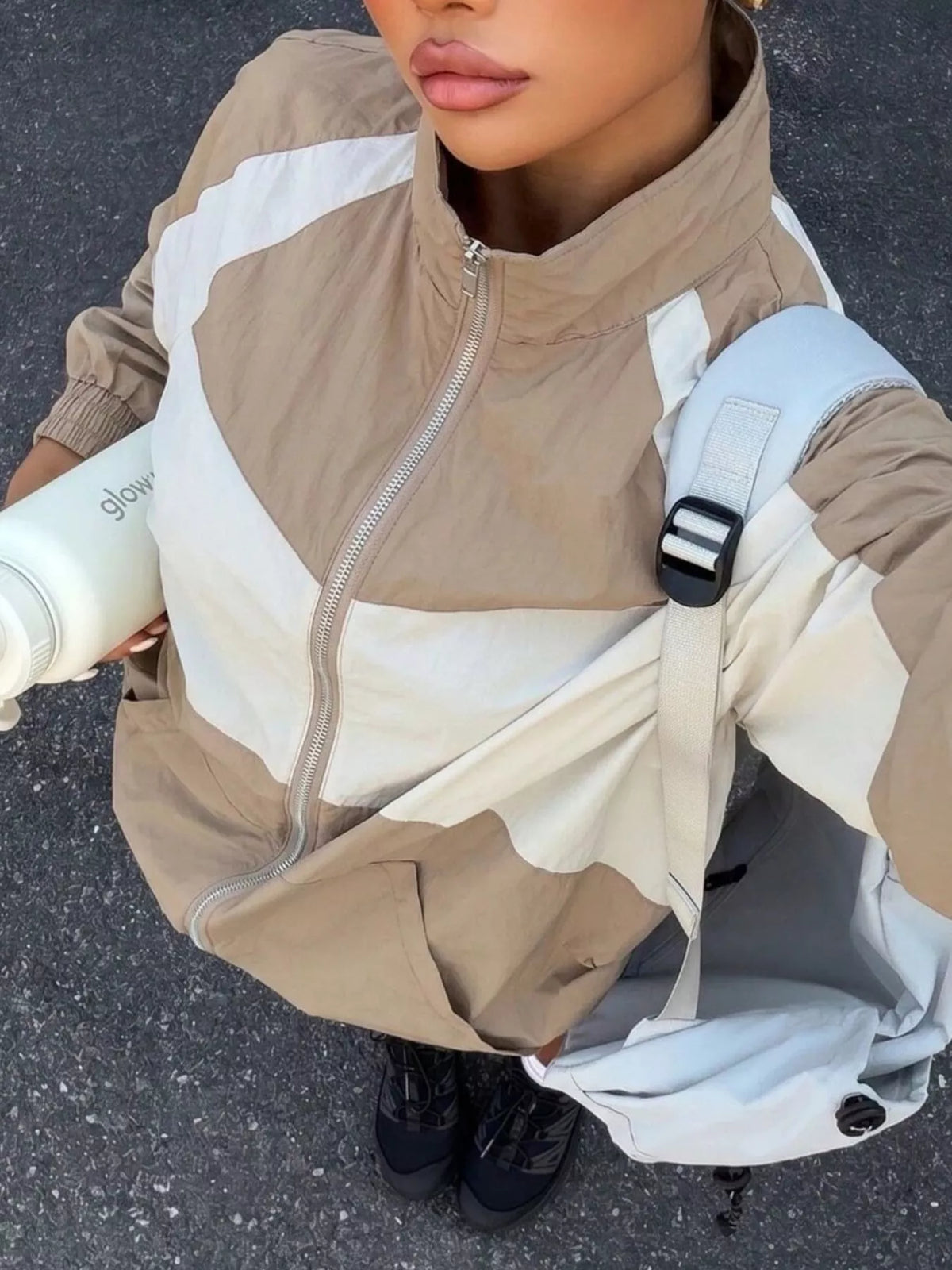Color Block Zip-Up Jacket