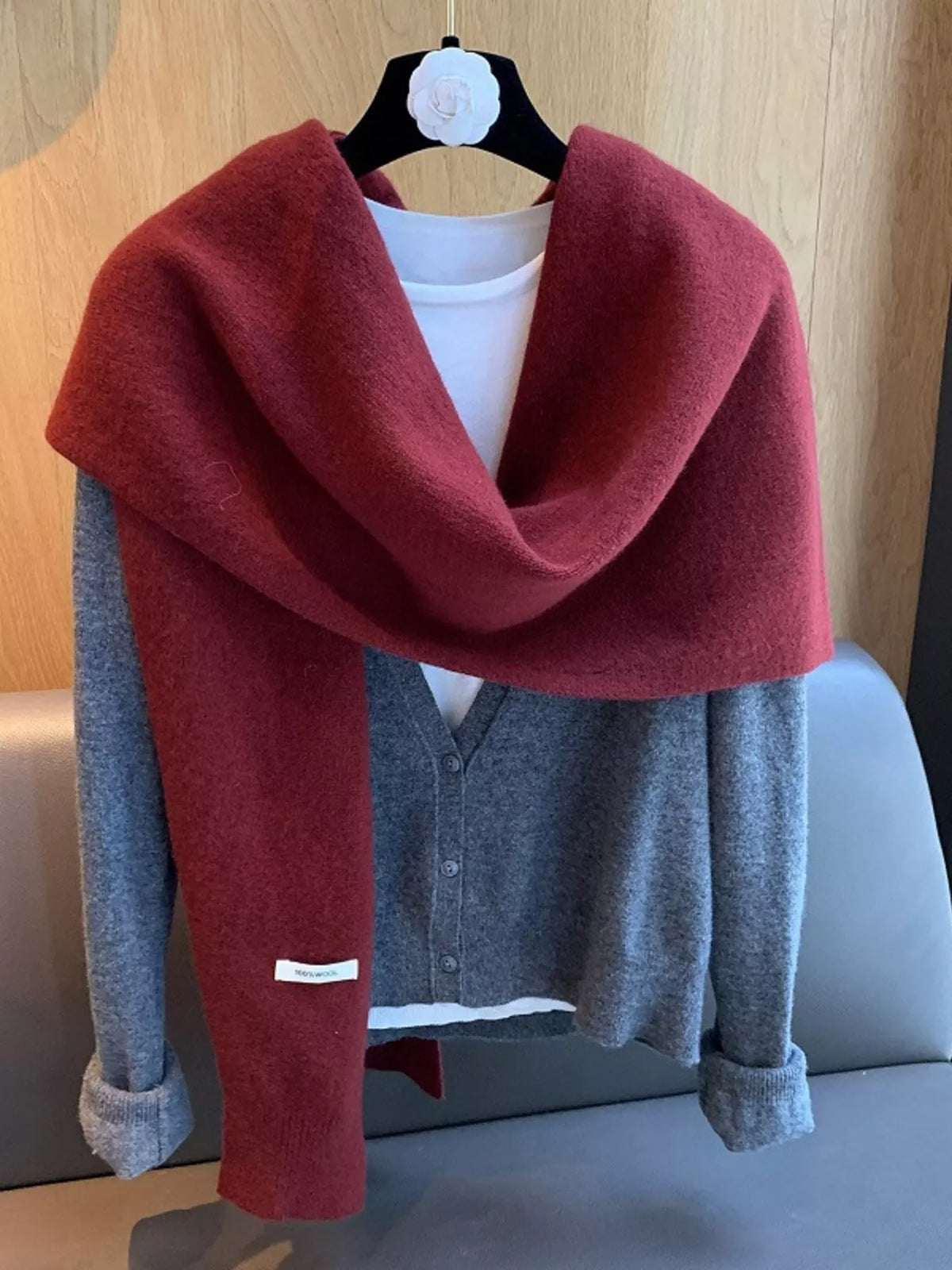Wool Knitted Asymmetrical Shawl - Lilixa.store