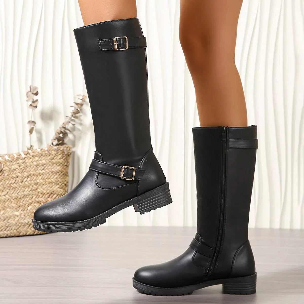 Round Toe Block Heels Boots - Lilixa.store