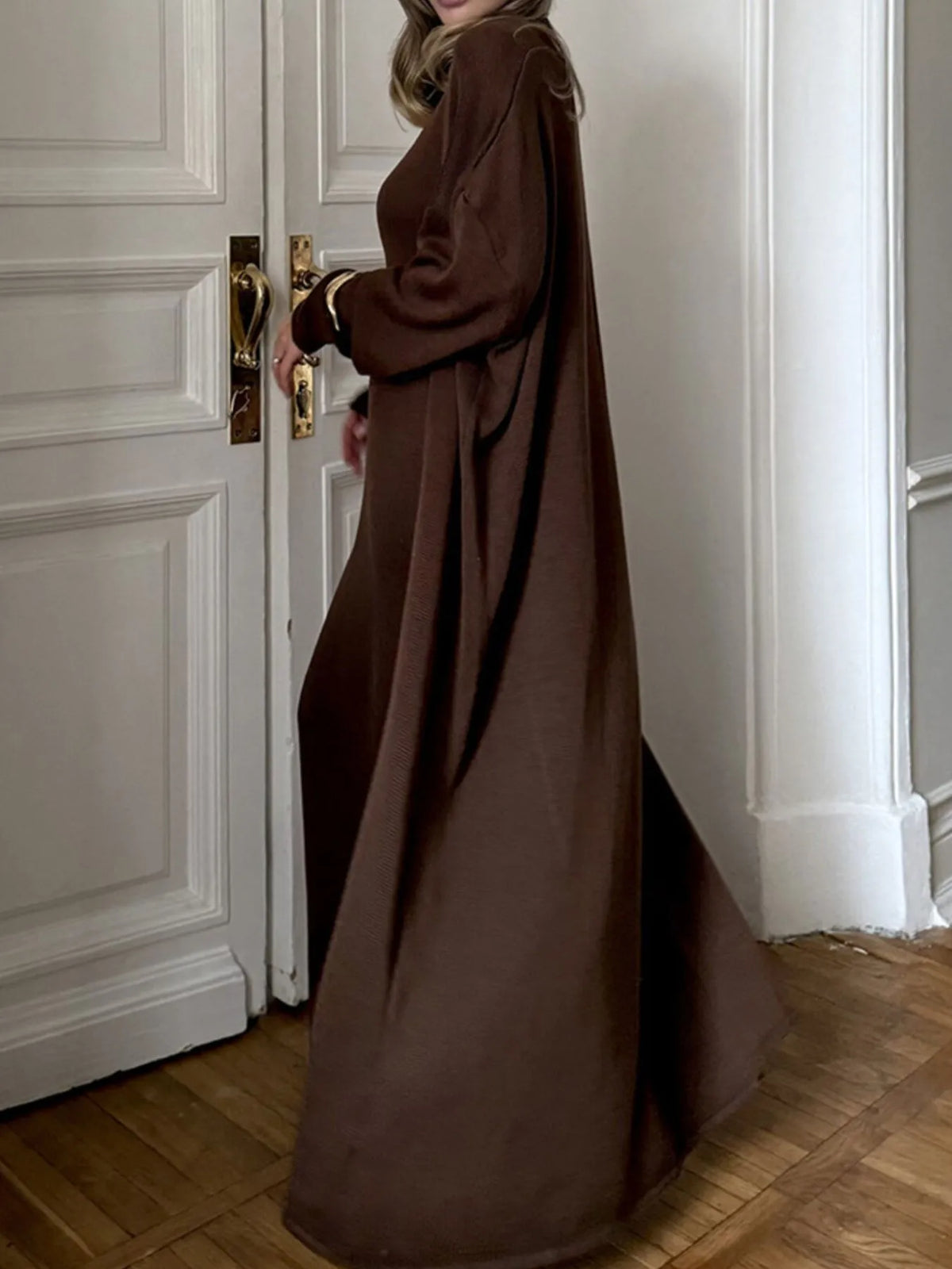 V-Neck Knit Dress and Cardigan Sweater Set, view 7