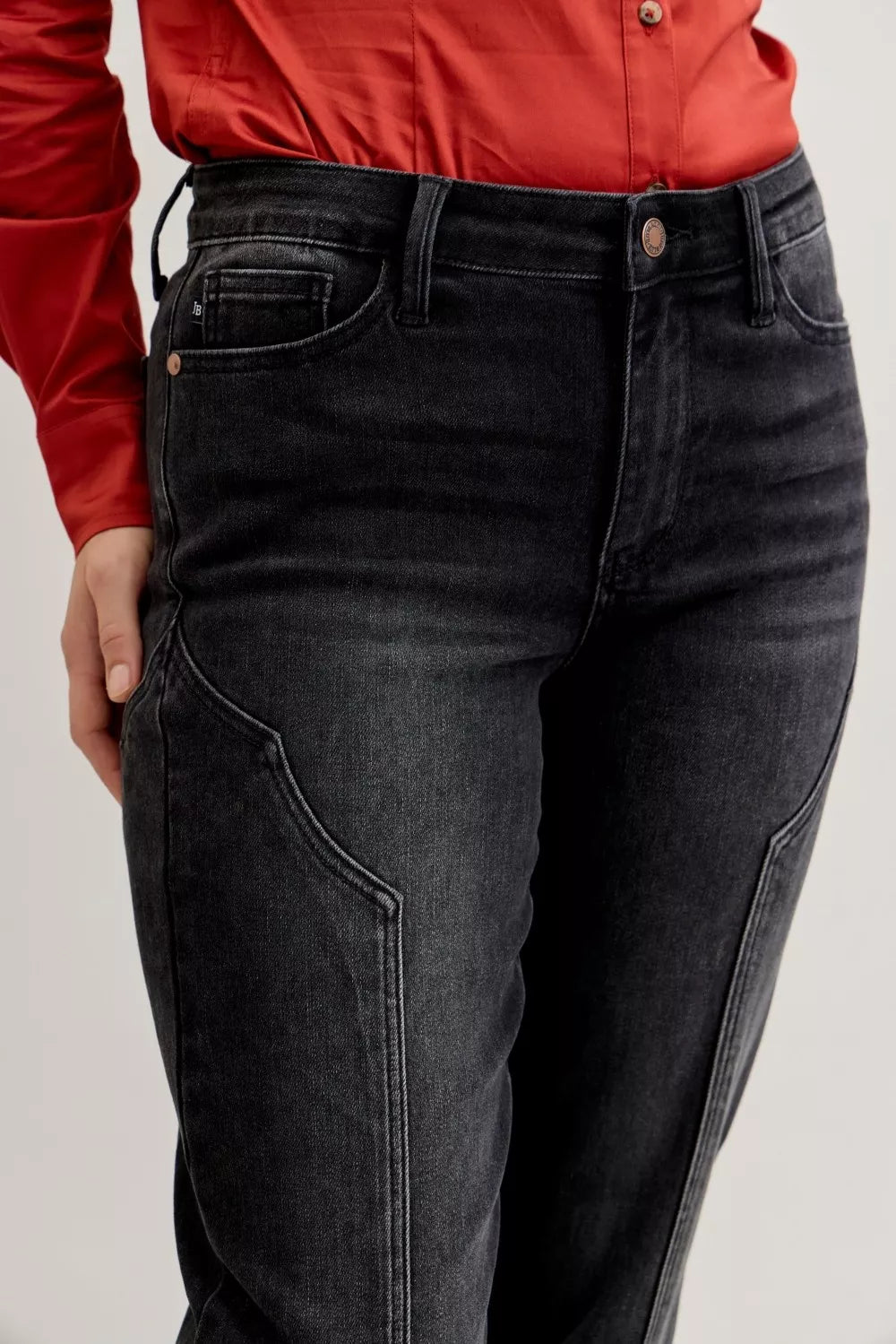 Judy Blue Mid Rise Straight Western Seam Detail Jeans - Lilixa.store