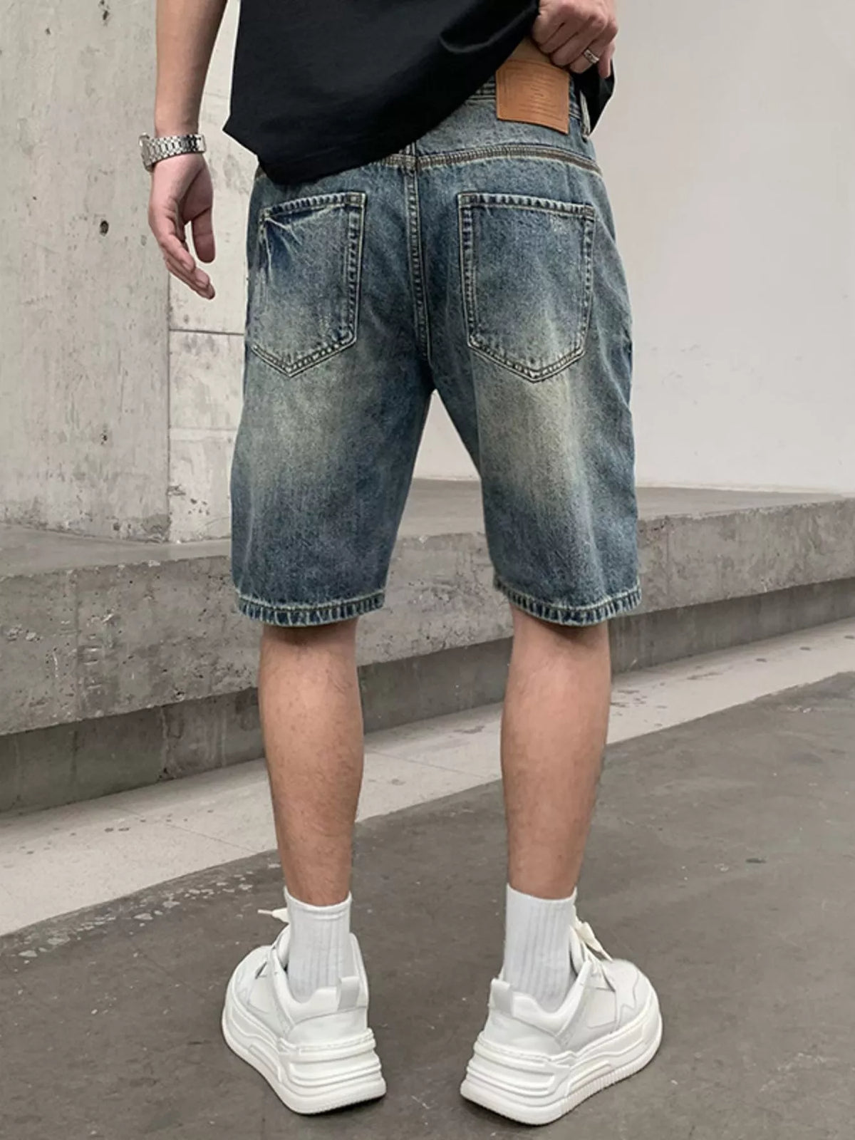 Men's Patchwork Graphic Denim Shorts - Lilixa.store