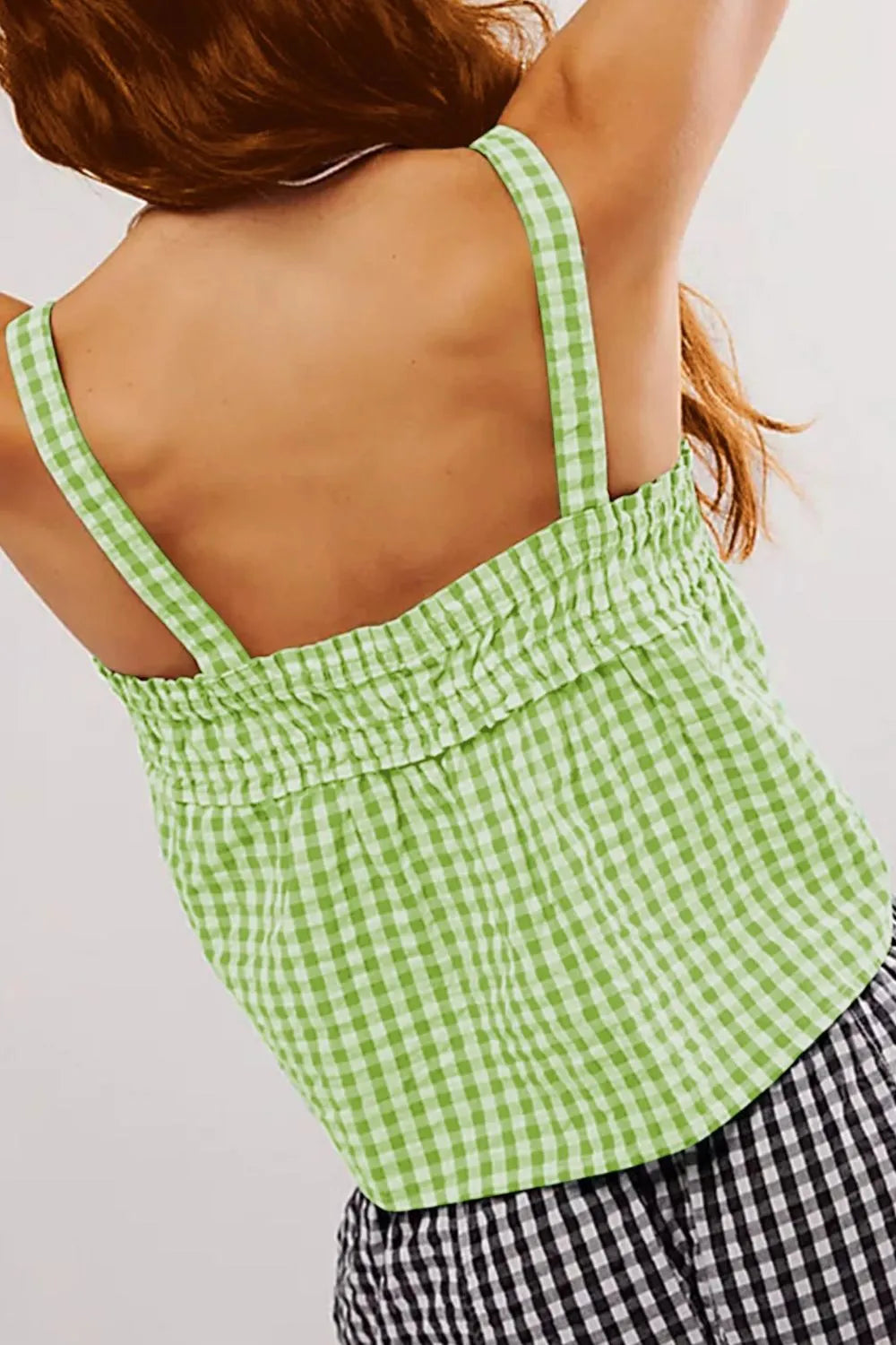Tied Front Textured Square Neck Cami - Lilixa.store