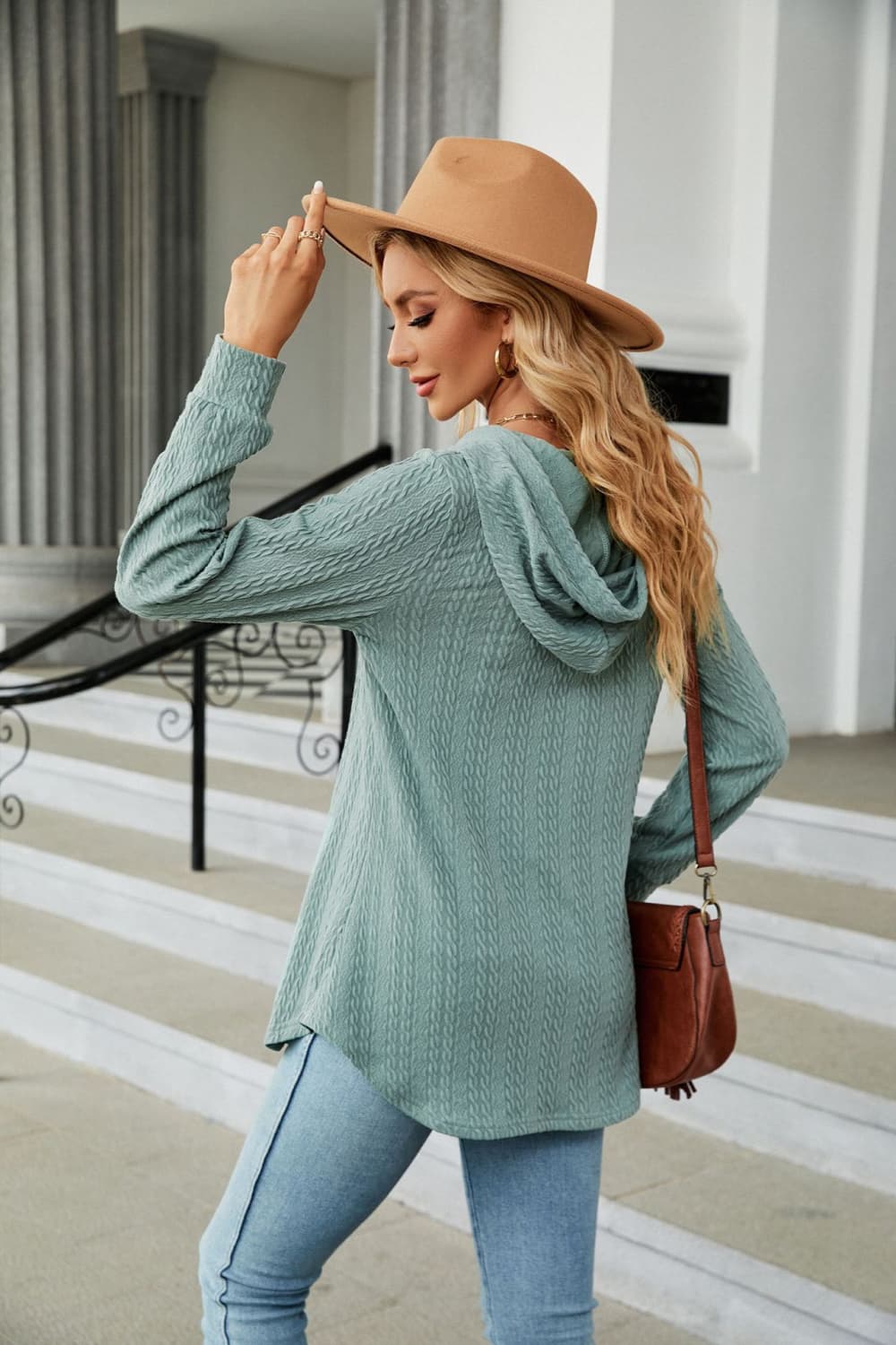 Long Sleeve Hooded Blouse, view 6