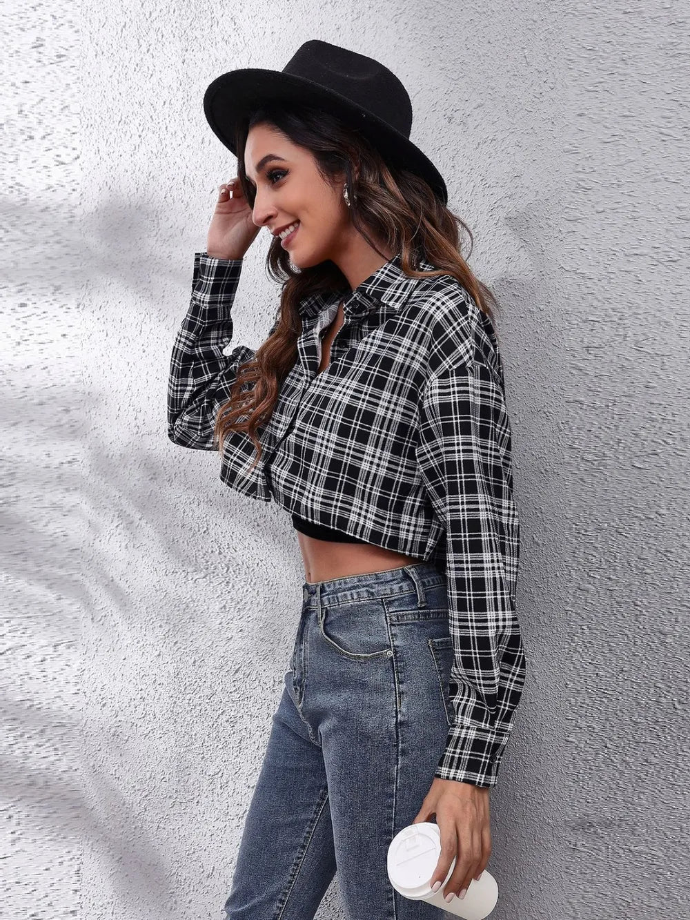 Button Down Printed Cropped Jacket, view 12